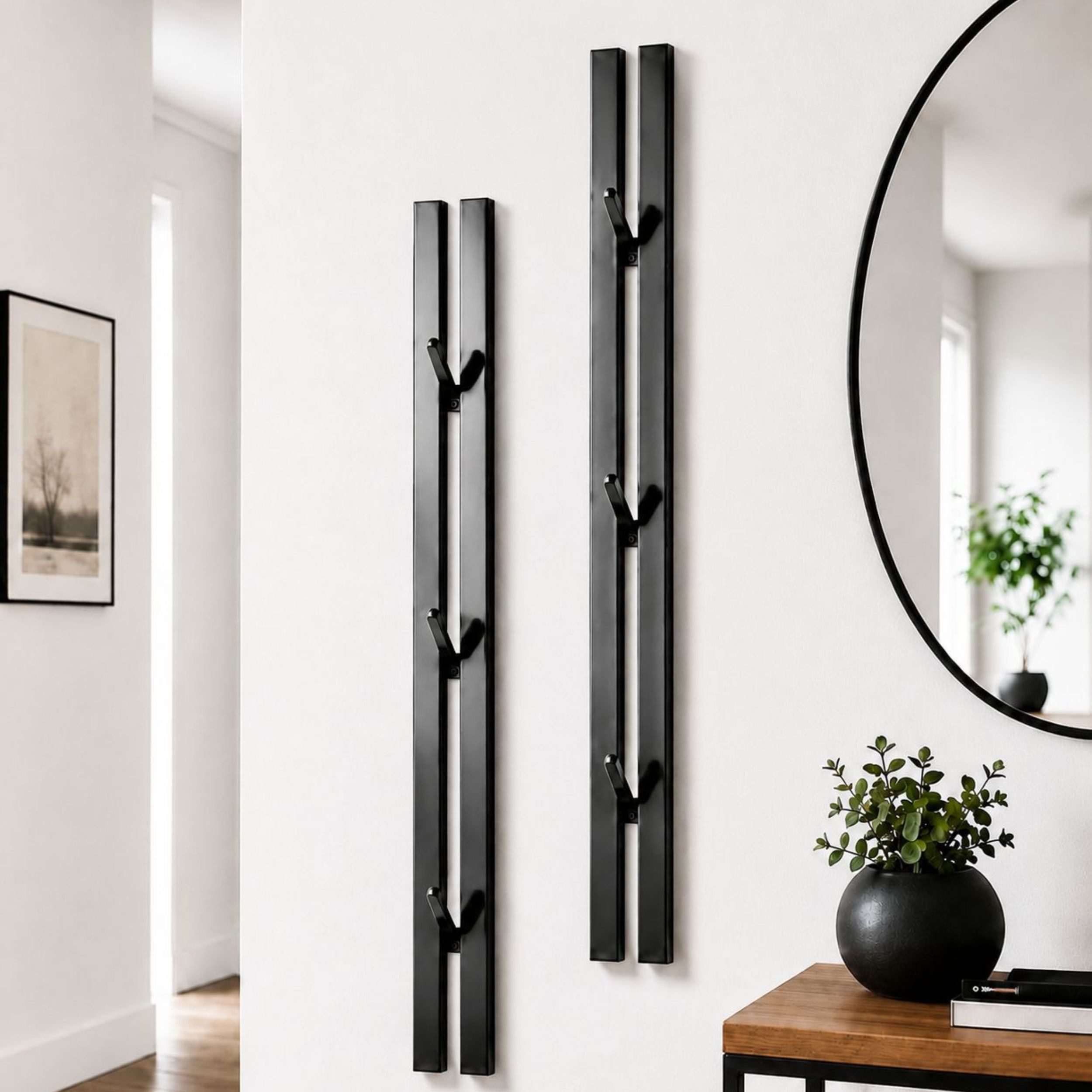 DanDiBo Wandgarderobe Garderobe Schwarz Metall 2er Set Modern 96779 Wand mit Haken