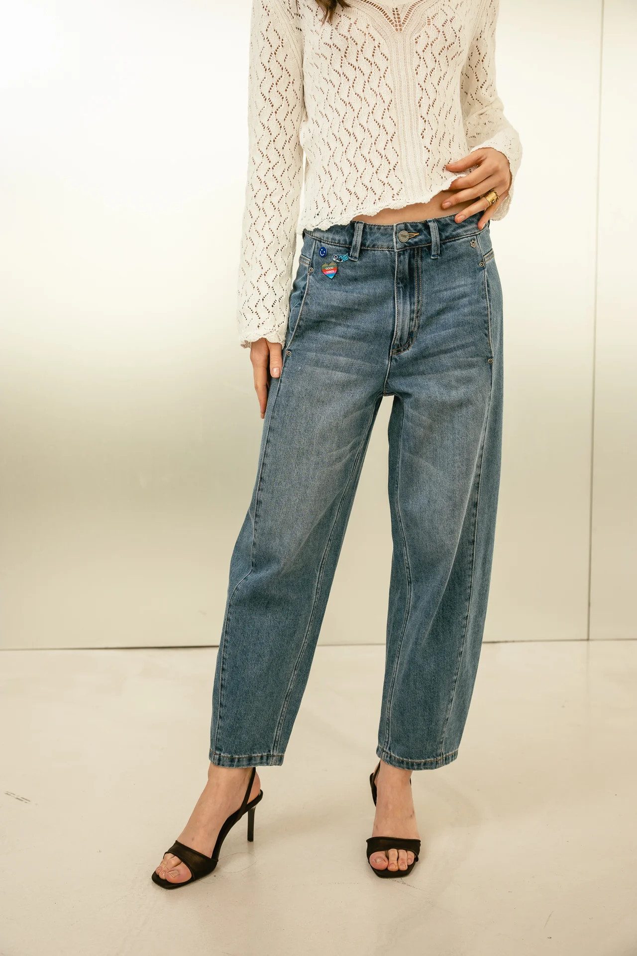 Freeman T. Porter Weite Jeans Rosalia Jeans - Barrel Fit High Waist Used Look - Jeans Damen