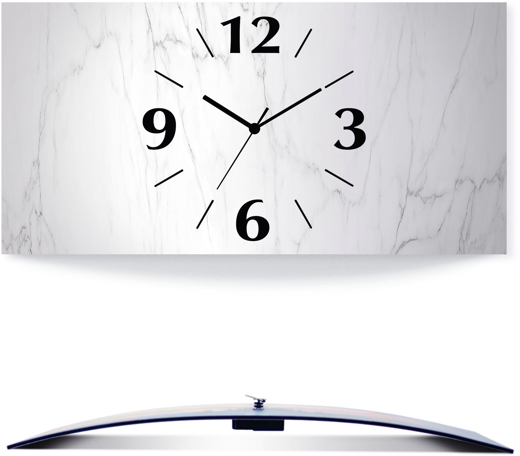 Artland Wanduhr Weiße Marmor Textur (wahlweise mit Quarz- oder Funkuhrwerk, lautlos ohne Tickgeräusche)