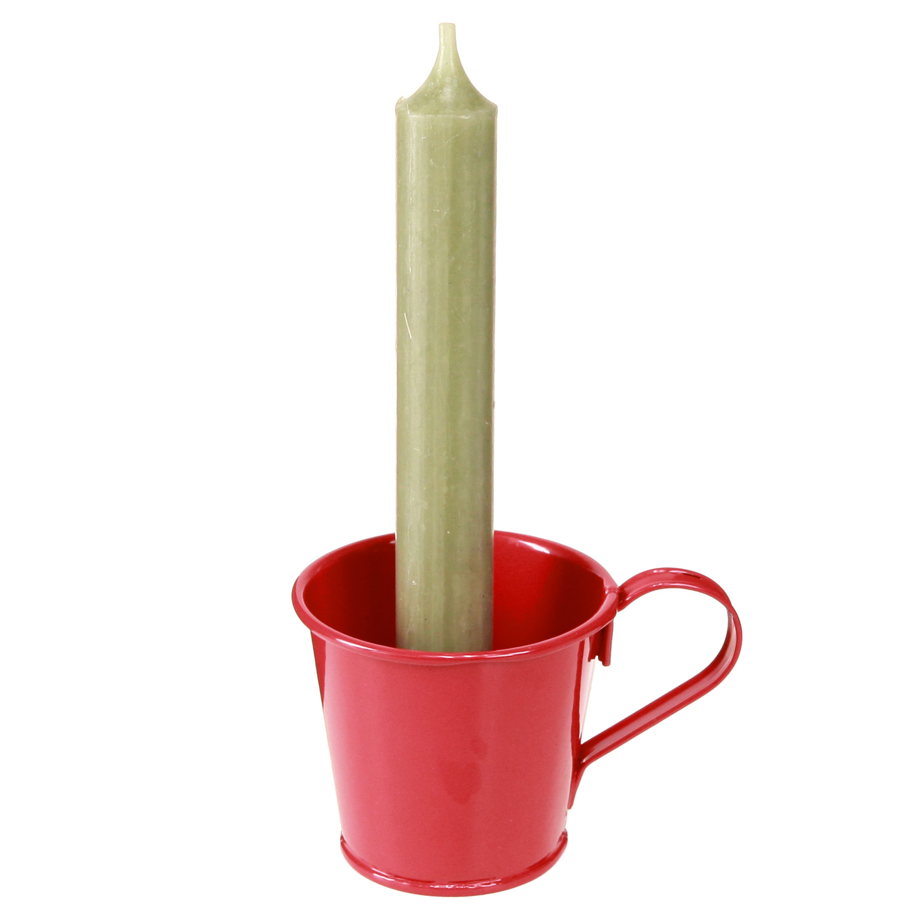 Florists Products Kerzenhalter Metall Stabkerzenhalter Rot Tasse 6er Set Weihnachten, 6 Stück