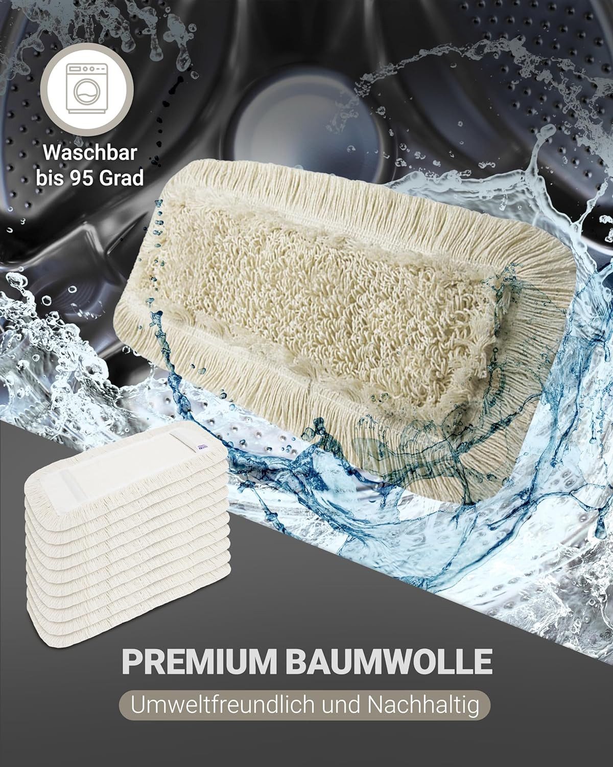 Prieser Wischmopp 10x Profi Baumwolle Bodenwischer 40cm mit Außenfransen