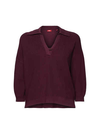 Esprit Collection 3/4 Arm-Pullover Strickpullover mit Polokragen, 100 % Baumwolle