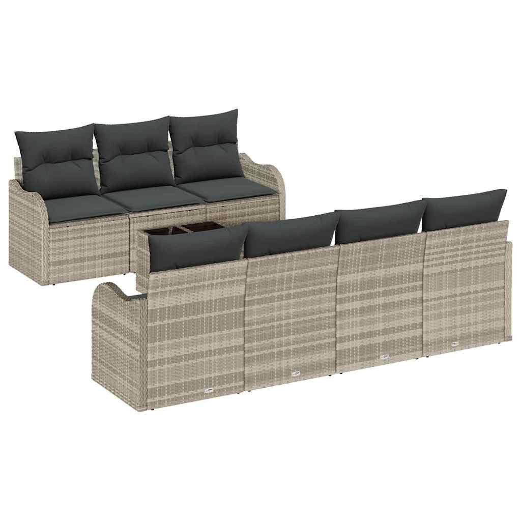 vidaXL Loungesofa Gartensofa-set Hellgrau 55 x 55 x 37 cm Poly-Rattan, 8 Teile