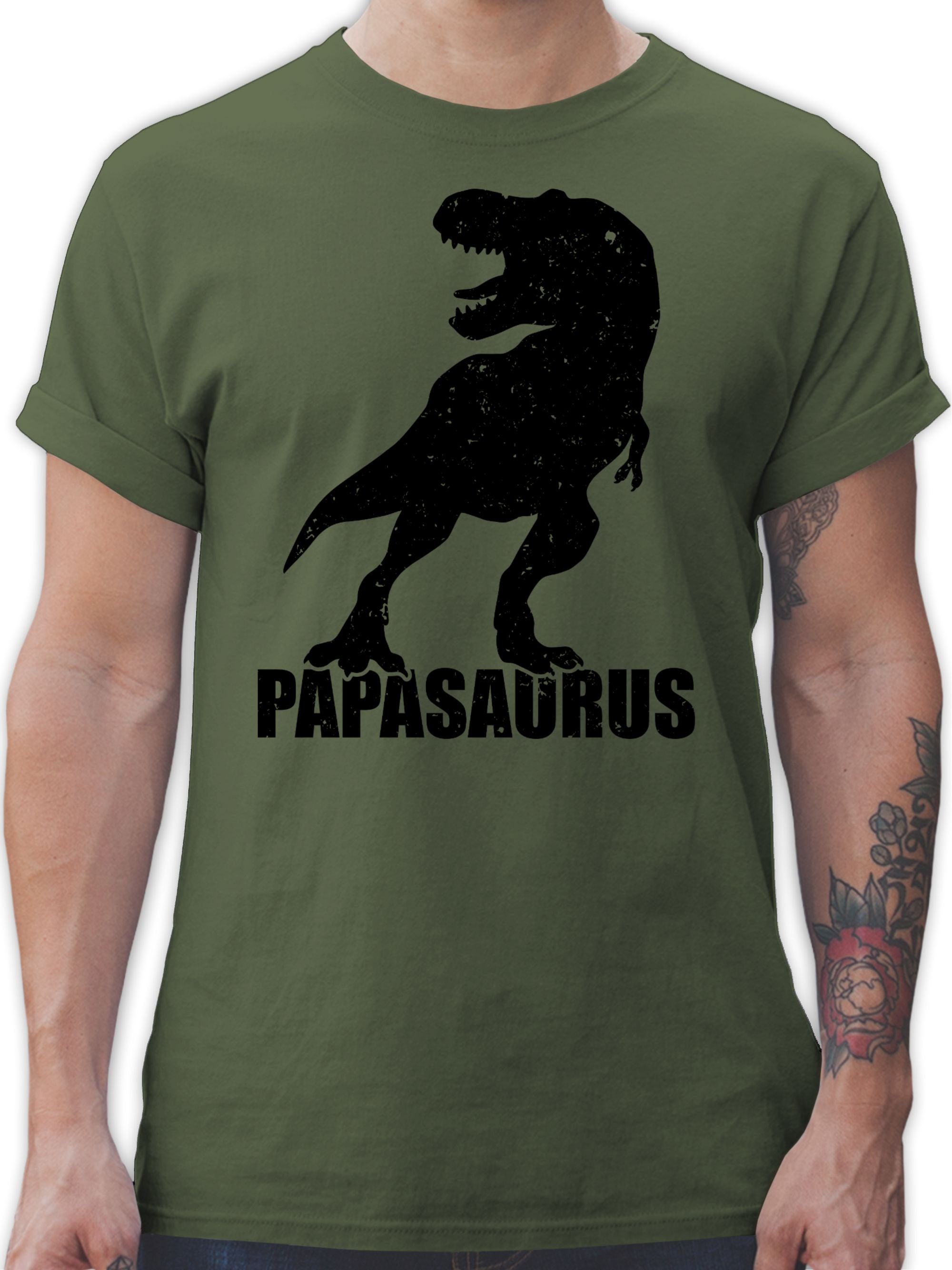 für Vatertag Army Shirtracer Grün T-Shirt Geschenk Papasaurus Papa 02 mit T-Rex