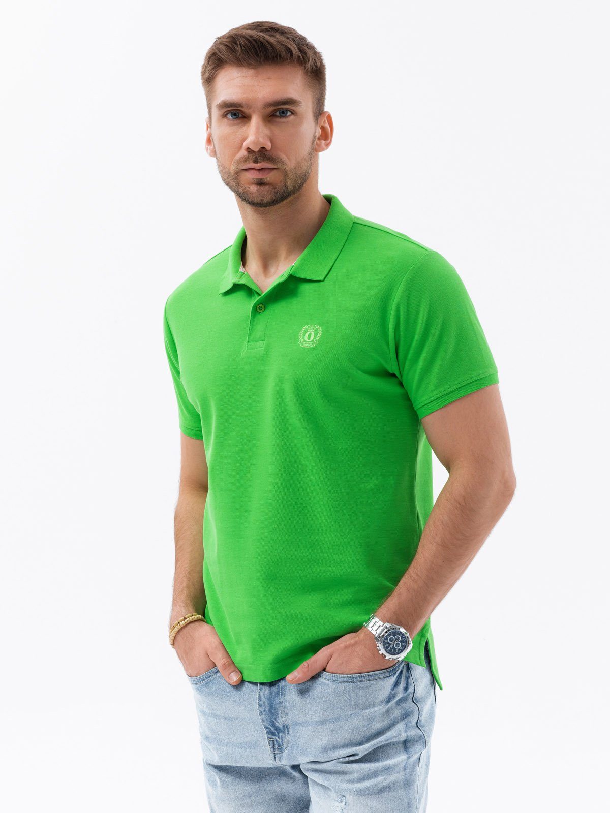 OMBRE Poloshirt Ombre Herren-Pique-Strick-Poloshirt - grün günstig online kaufen