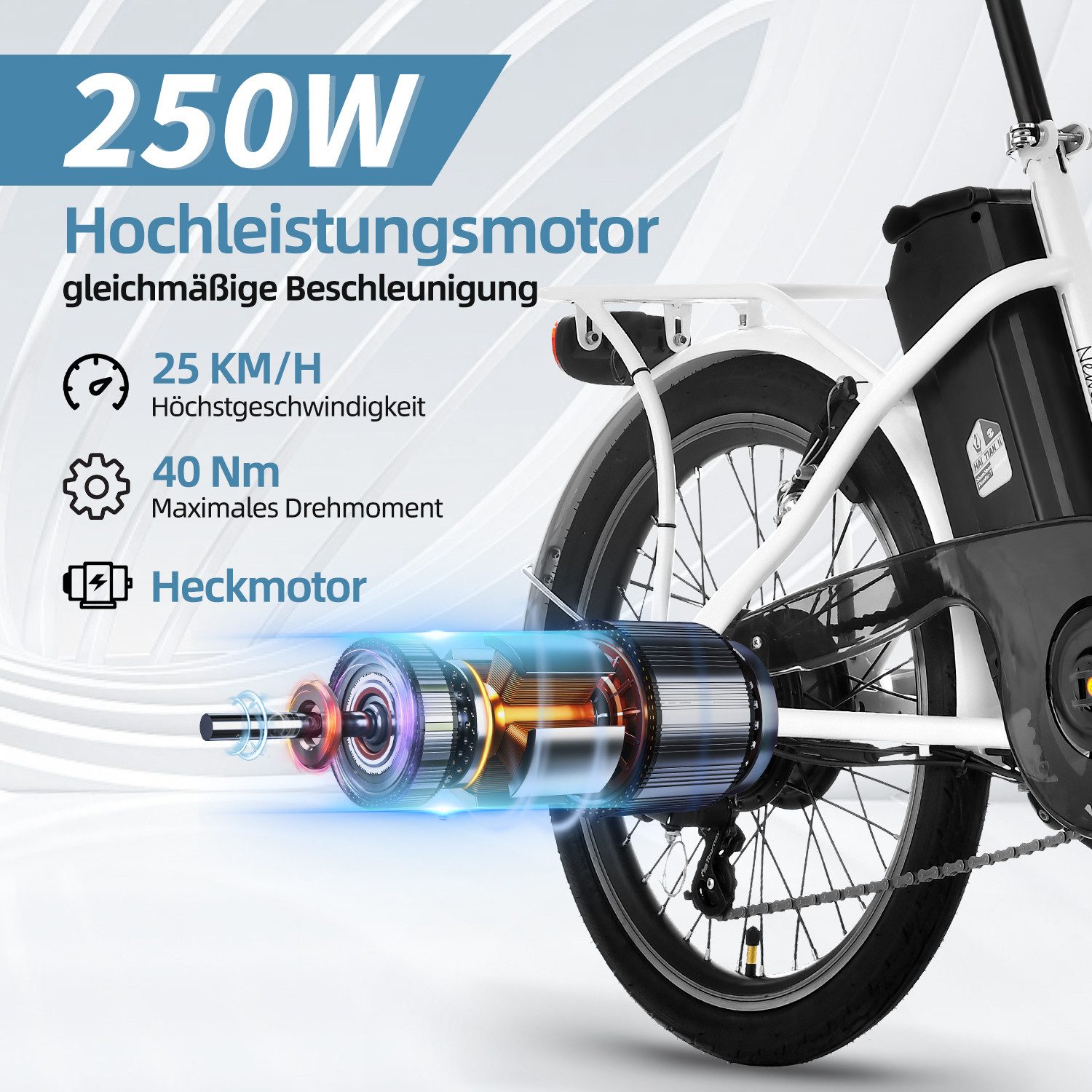 VECOCRAFT E-Bike Faltrad 20 Zoll Klapprad Elektrofahrrad Pedelec 36V 7.8/13Ah Akku, NEMESIS, 6 Gang Kettenschaltung Schaltwerk, Kettenschaltung, Heckmotor, (55-80km), Pedelec, E-Faltrad mit Tiefeinstieg für Damen & Herren
