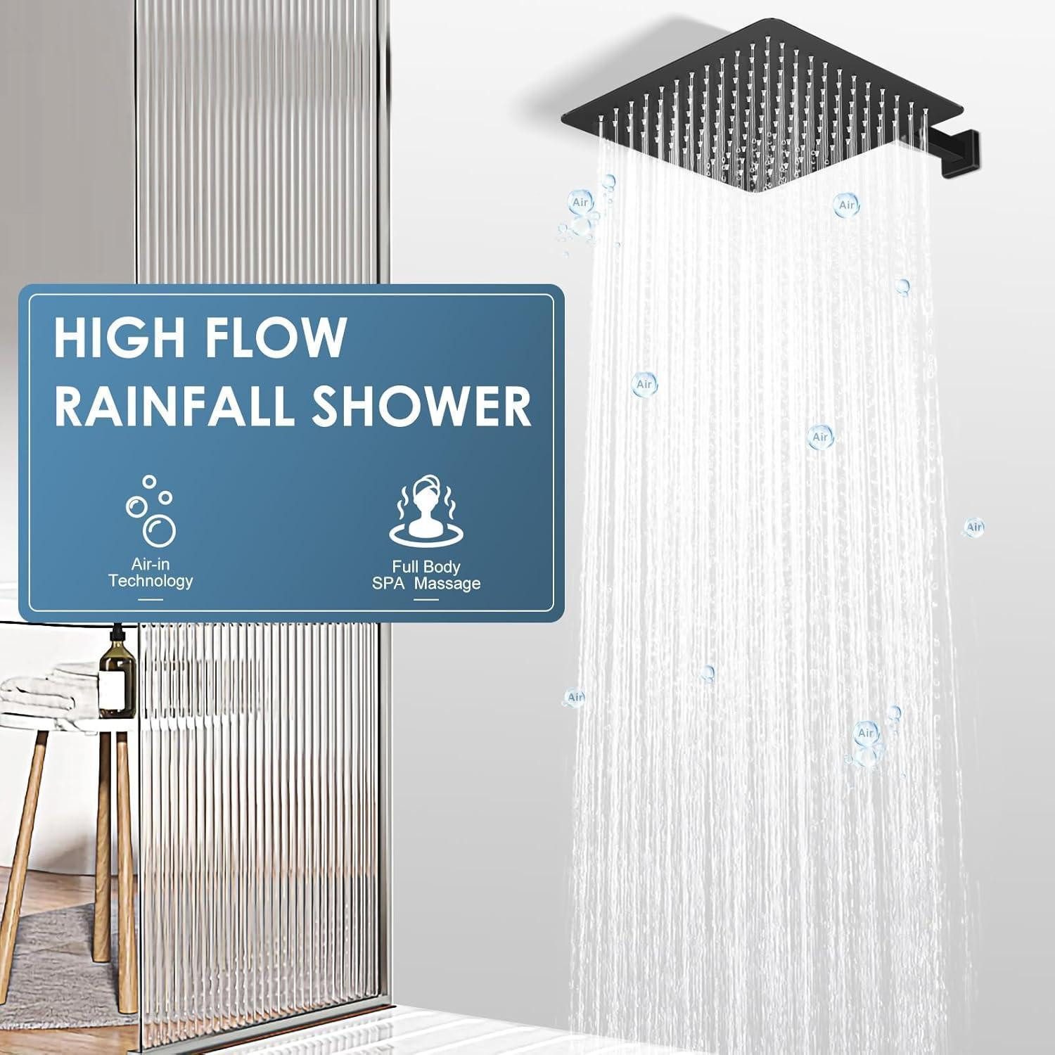 LuxusKollektion Regenduschkopf Duschkopf Regendusche Decke 30CM Schwarz 144 30CM B-mattschwarz