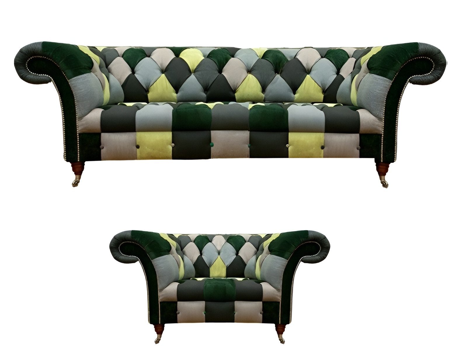 JVmoebel Polstergarnitur Buntes Luxus Sofa Set mit 3-Sitzer Couch und Sessel, 2 Teile, (2-tlg., 1x 3-Sitzer Sofa + 1x Sessel), Made in Europa