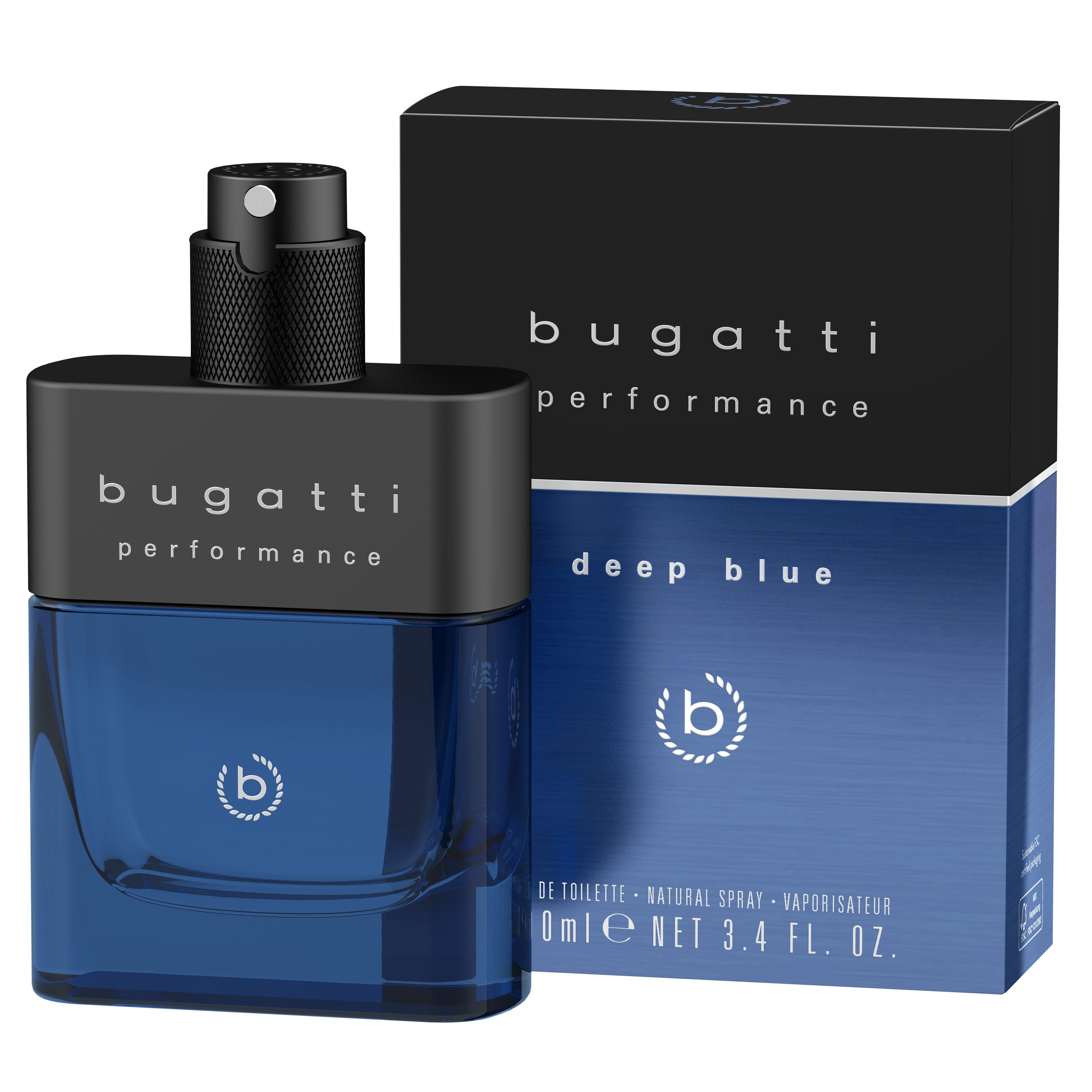 bugatti Eau de Toilette PERFORMANCE DEEP BLUE EDT 100ml, Frischer Herrenduft mit fruchtiger Note und holziger Basisnote.