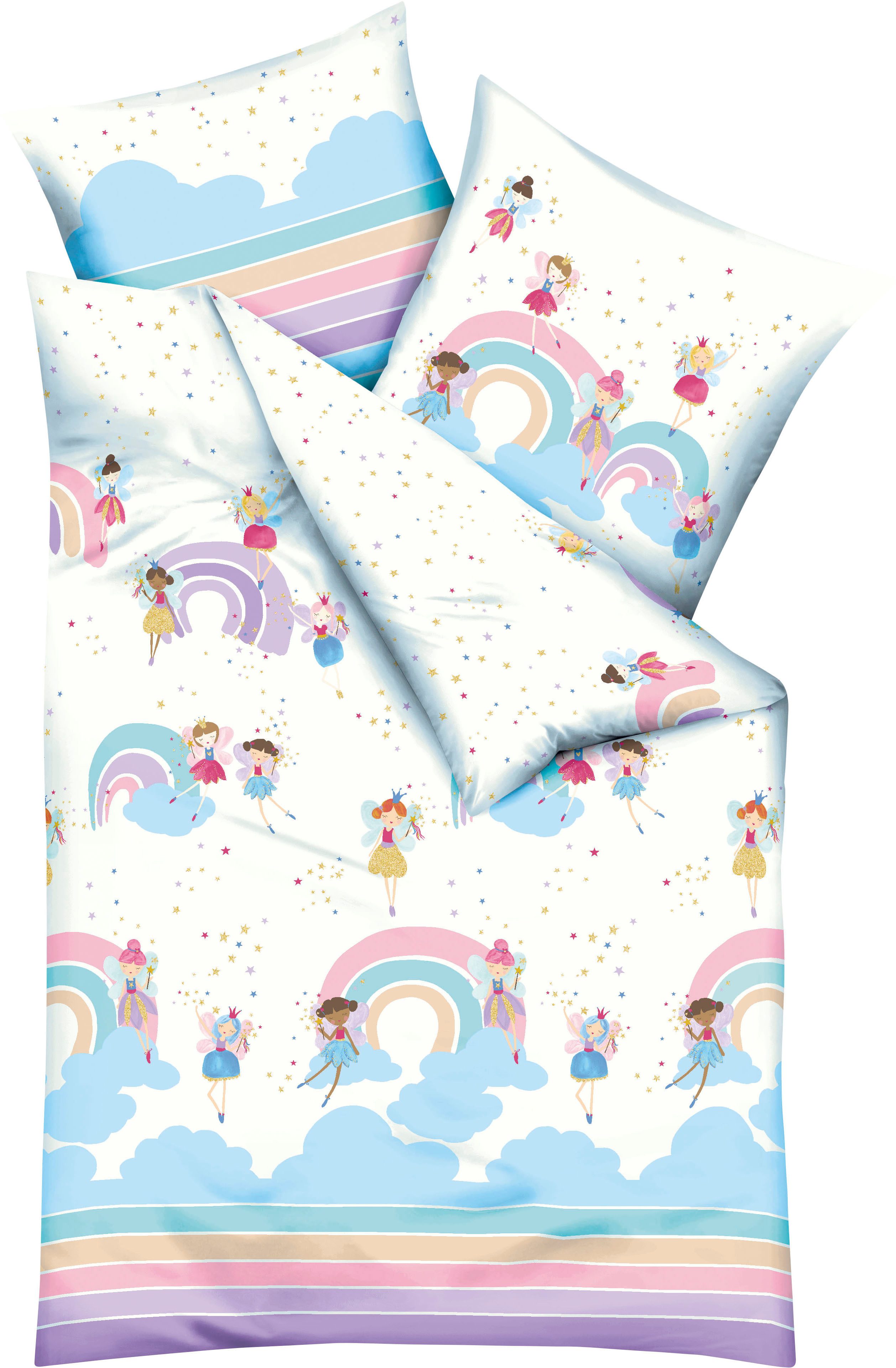 Kaeppel Kinderbettwäsche Rainbow Fairies, Renforcé, 2 teilig, Mit Feen