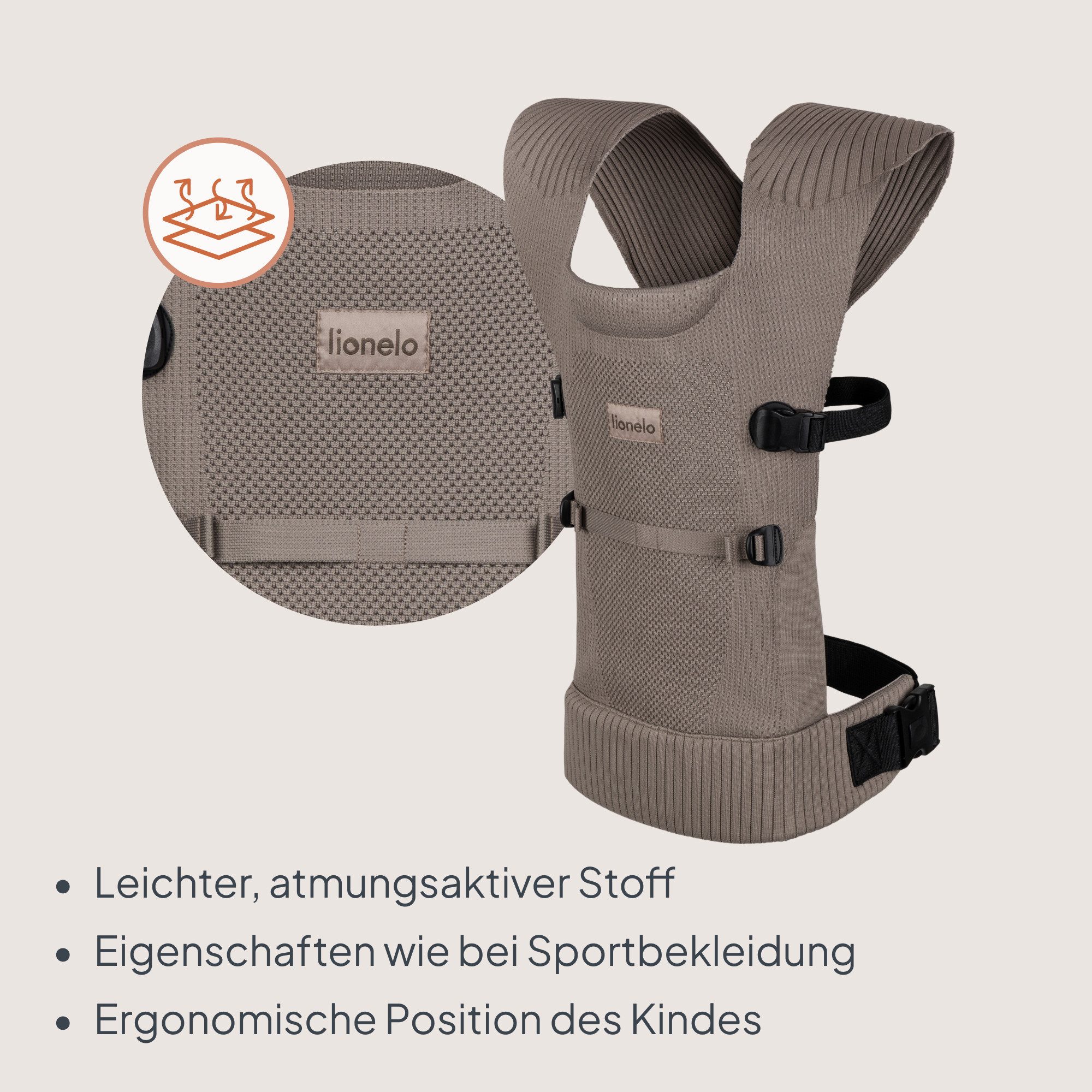 lionelo Babytrage MABEL (Set, Im Set enthalten ist die Babytrage Mabel), ergonomisch/atmungsaktiv/Kreuzsystem/Doppelsicherung