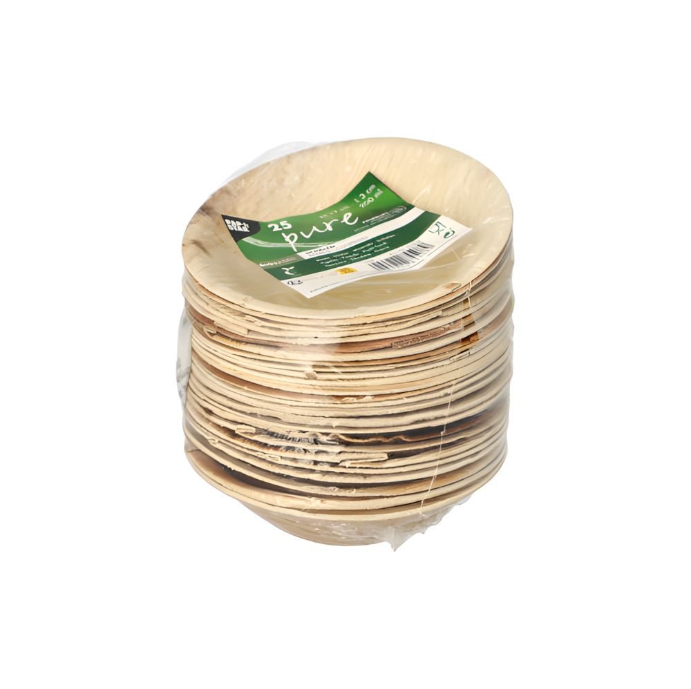 PAPSTAR Einwegschale Schalen, Palmblatt pure rund 200 ml Ø 13 cm, 3 cm 25 Stk, Palmblatt