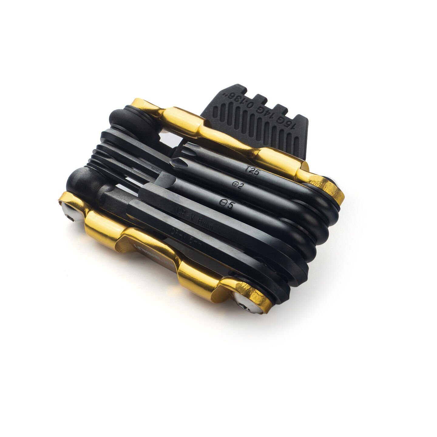 Torx-Schlüssel Multitool Stahl Werkzeug aus 1 Gold mit Fahrrad MTB Multifunktionswerkzeug 14 faltbar Reparatur, Olotos Fahrradwerkzeugset rostfreiem in Kettenbrecher