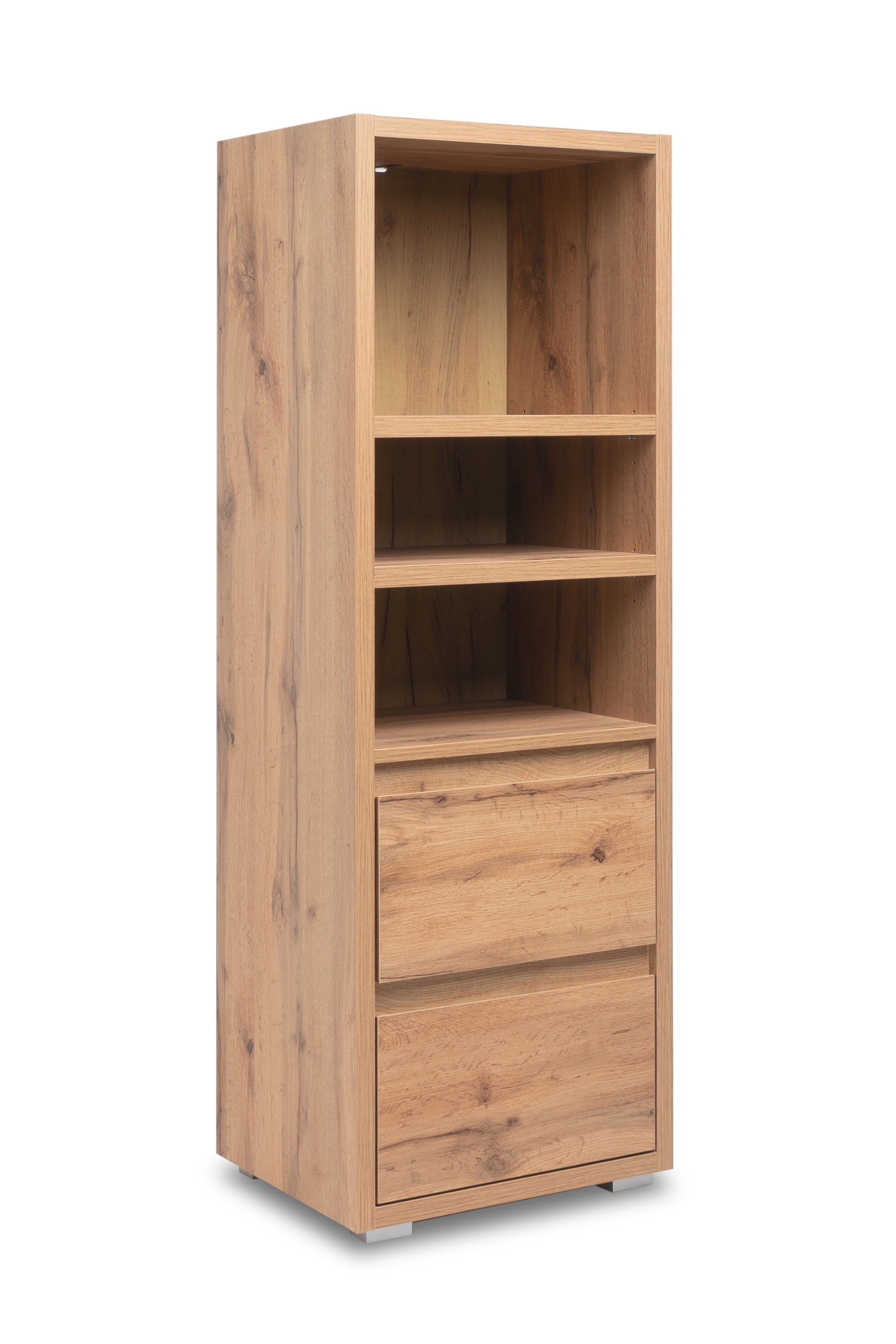 Newroom Standregal Nikita, Regal Honig Eiche Dekor Holzregal Raumteiler Bücherregal Wohnzimmer