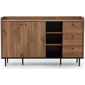 Lomadox Sideboard VAREDO-132, Eiche Nb. Wohnzimmer Möbel im modernen Vintage Design 150/90/45 cm