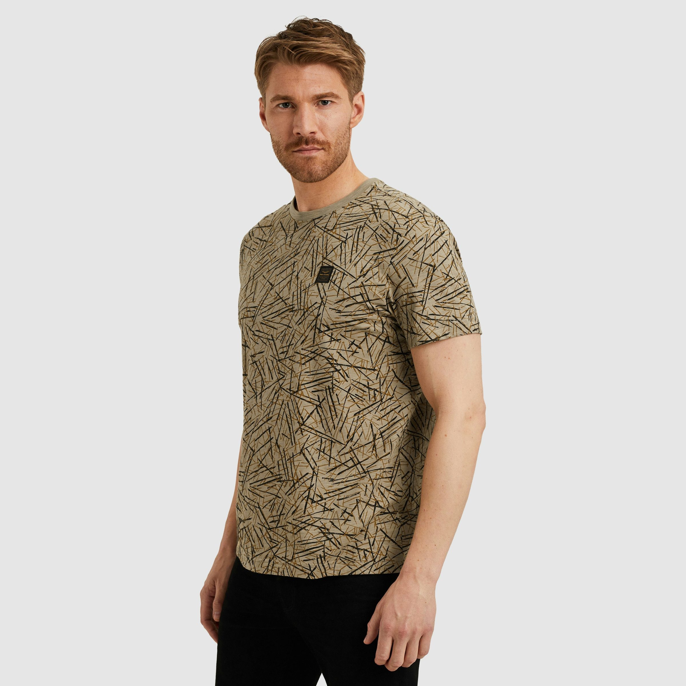 PME LEGEND T-Shirt Short sleeve r-neck slub jersey aop Allover-Druck mit Lo günstig online kaufen