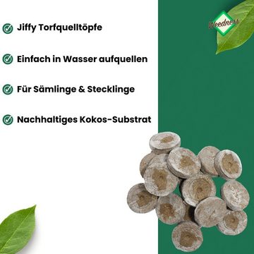 Weedness Anzuchttopf Jiffy Torfquelltöpfe für die Anzucht Kokos Quelltabletten Anzuchterde (20 St)