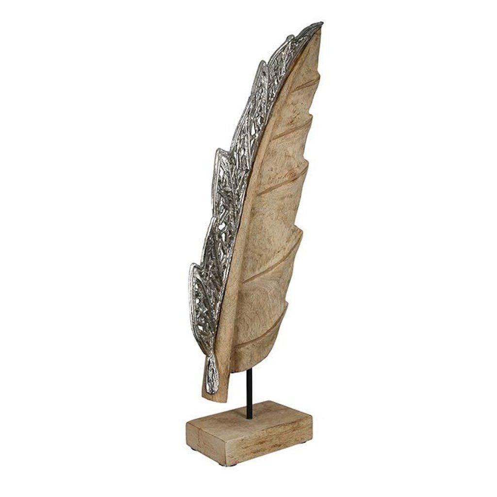 GILDE Dekoobjekt Mangoholz Aluminiu „Jali“ aus Qualitäts-Echtholz-Skulptur und Elegante