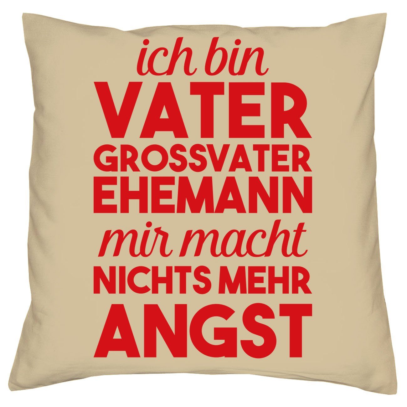 Soreso® Dekokissen Kissen Ich bin Vater Großvater Ehemann & Urkunde für den Weltbesten Opa, Geschenk Weihnachten Geburstag Vatertag beige