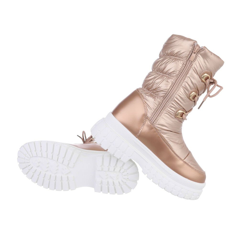 Ital-Design Damen Snowboots Freizeit Snowboots Blockabsatz Plateaustiefeletten in Gold