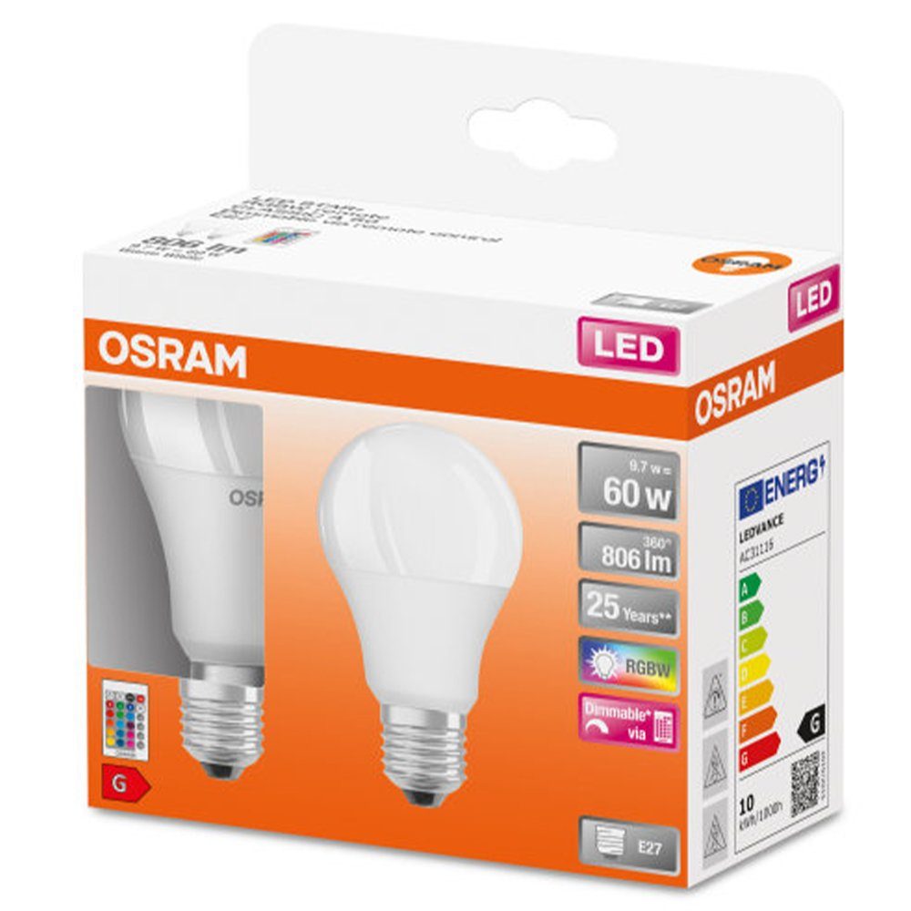 Osram LED-Leuchtmittel 2ER PACK FARBWECHSEL LED E27, E27, Farbwechsler