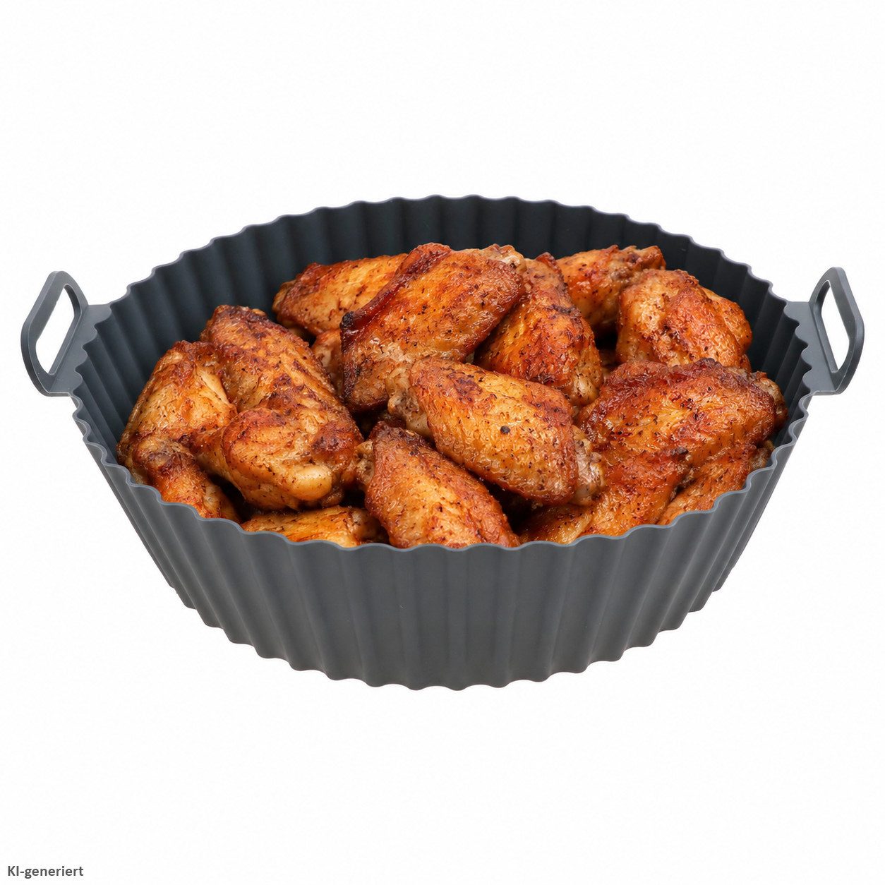 MamboCat Auflaufform Airfryer Silikon Form rund Ø20cm mit Henkeln Heißluftfritteuse, Silikon