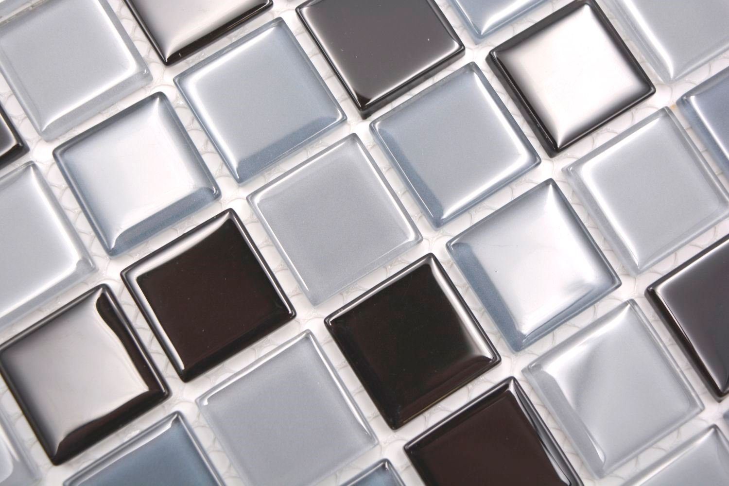 Mosani Mosaikfliesen Glasmosaik schwarz 10 Mosaik Matten / glänzend Crystal