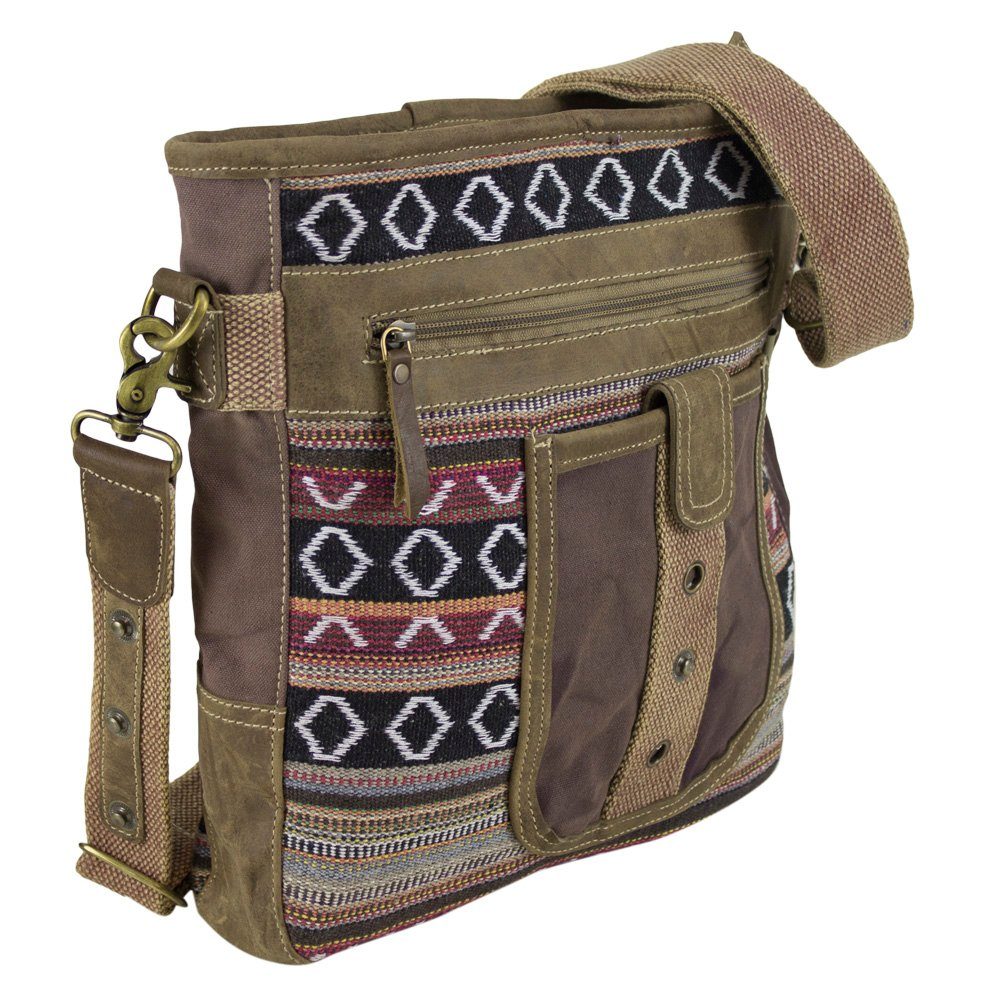 Sunsa Umhängetasche braune Canvas Schultertasche. mittelgroß Crossbody Tasche