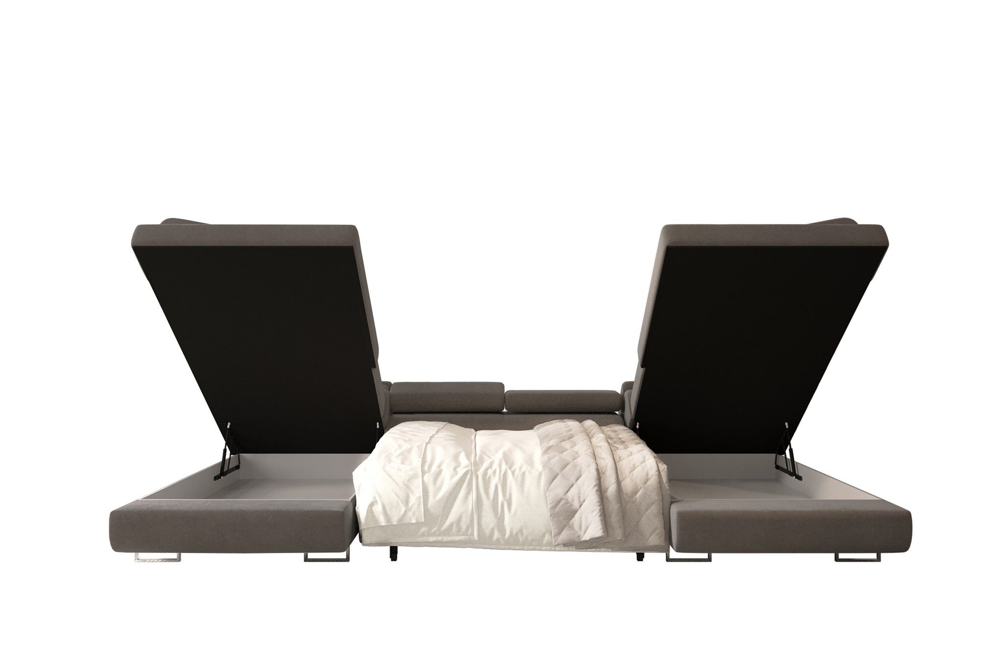 Fun Möbel Wohnlandschaft FUN ALEXIS Sofa in U-Form mit Schlaffunktion Velourstoff Nova, Rücken echt bezogen