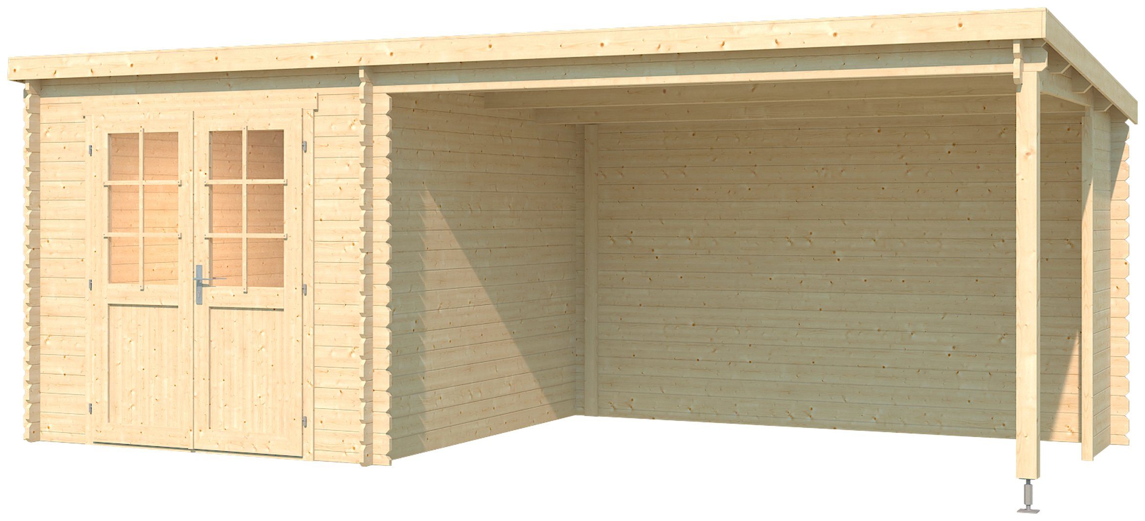 LASITA MAJA Gartenhaus Saint Paul, BxT: 610x304 cm, (Set), Blockbohlenhaus 28mm, mit Anbau