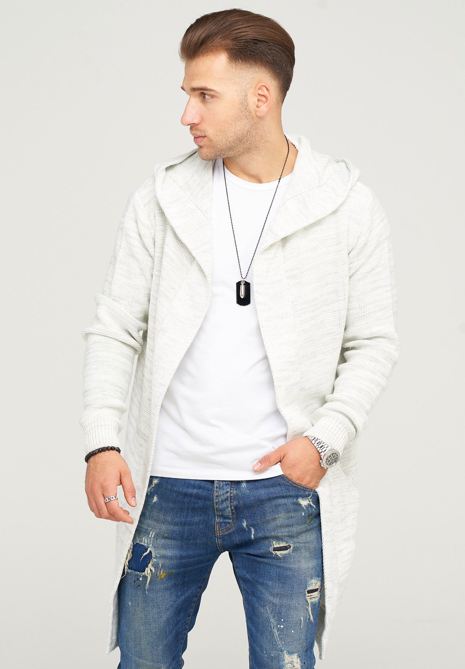 behype Strickjacke ELIJA mit gemütlicher Kapuze