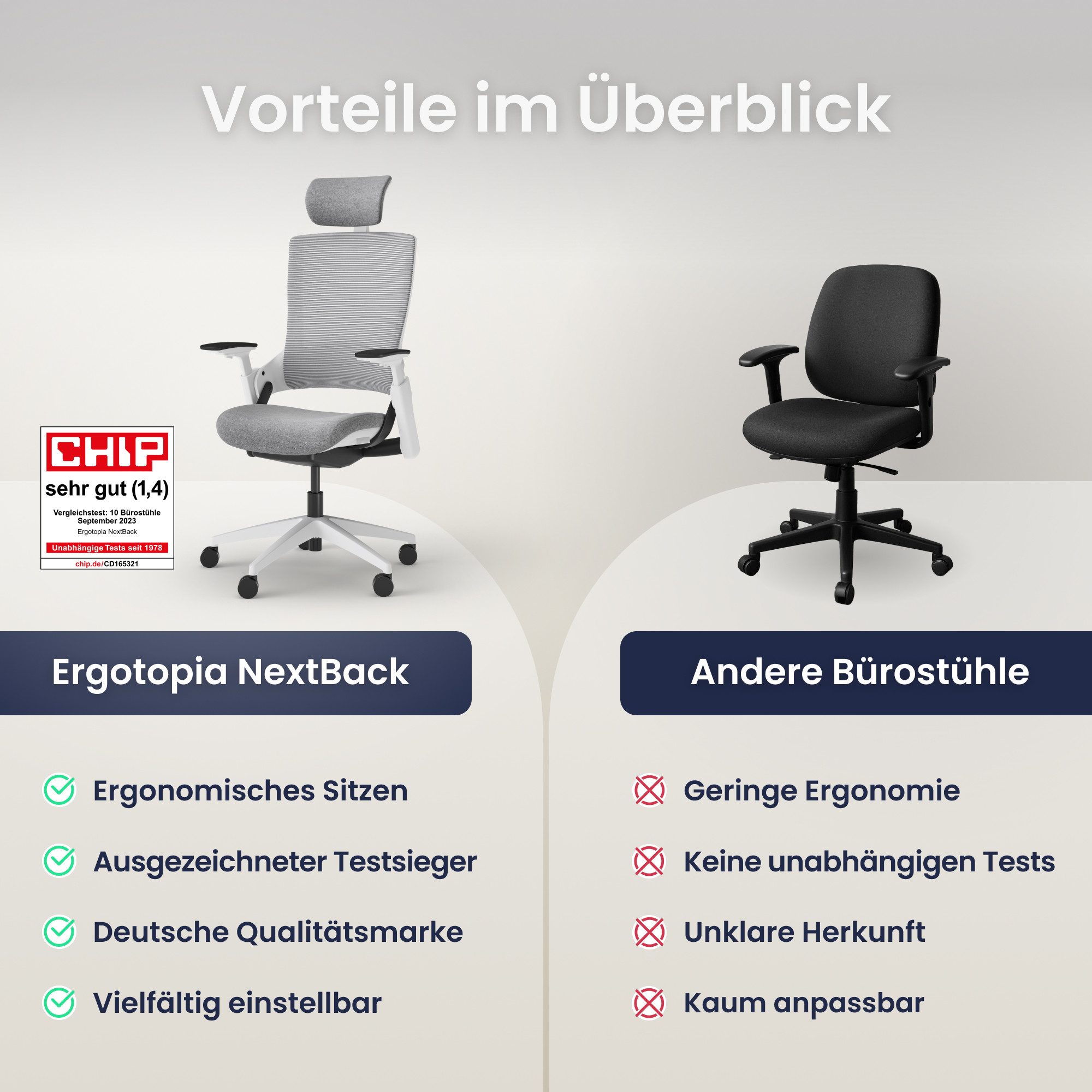 Ergotopia Bürostuhl ergonomischer Schreibtischstuhl NextBack, Drehstuhl günstig online kaufen