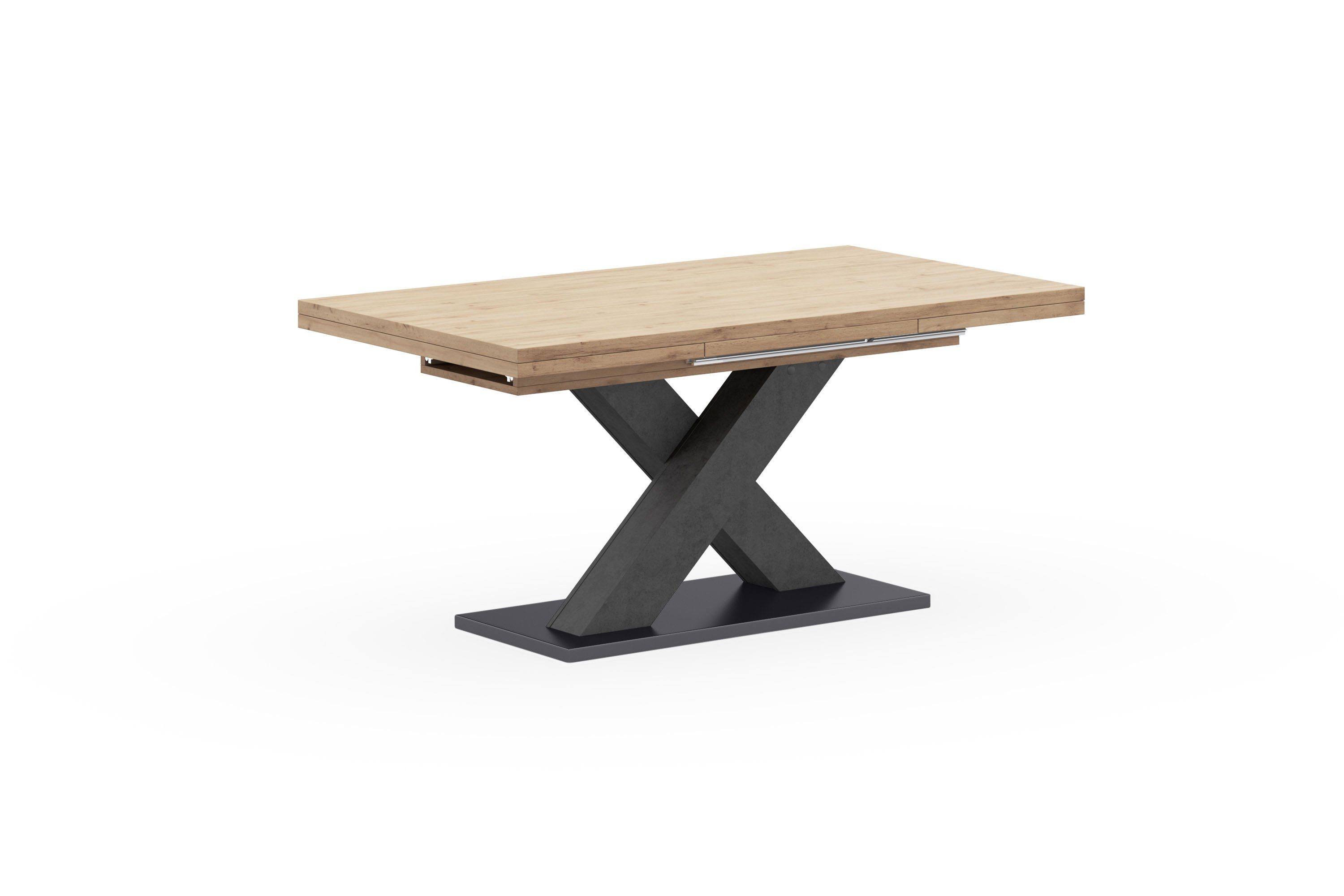 Mäusbacher Esstisch Komfort Tisch, Mäusbacher Esstisch mit X Gestell und Bodenplatte. Breite 160-260