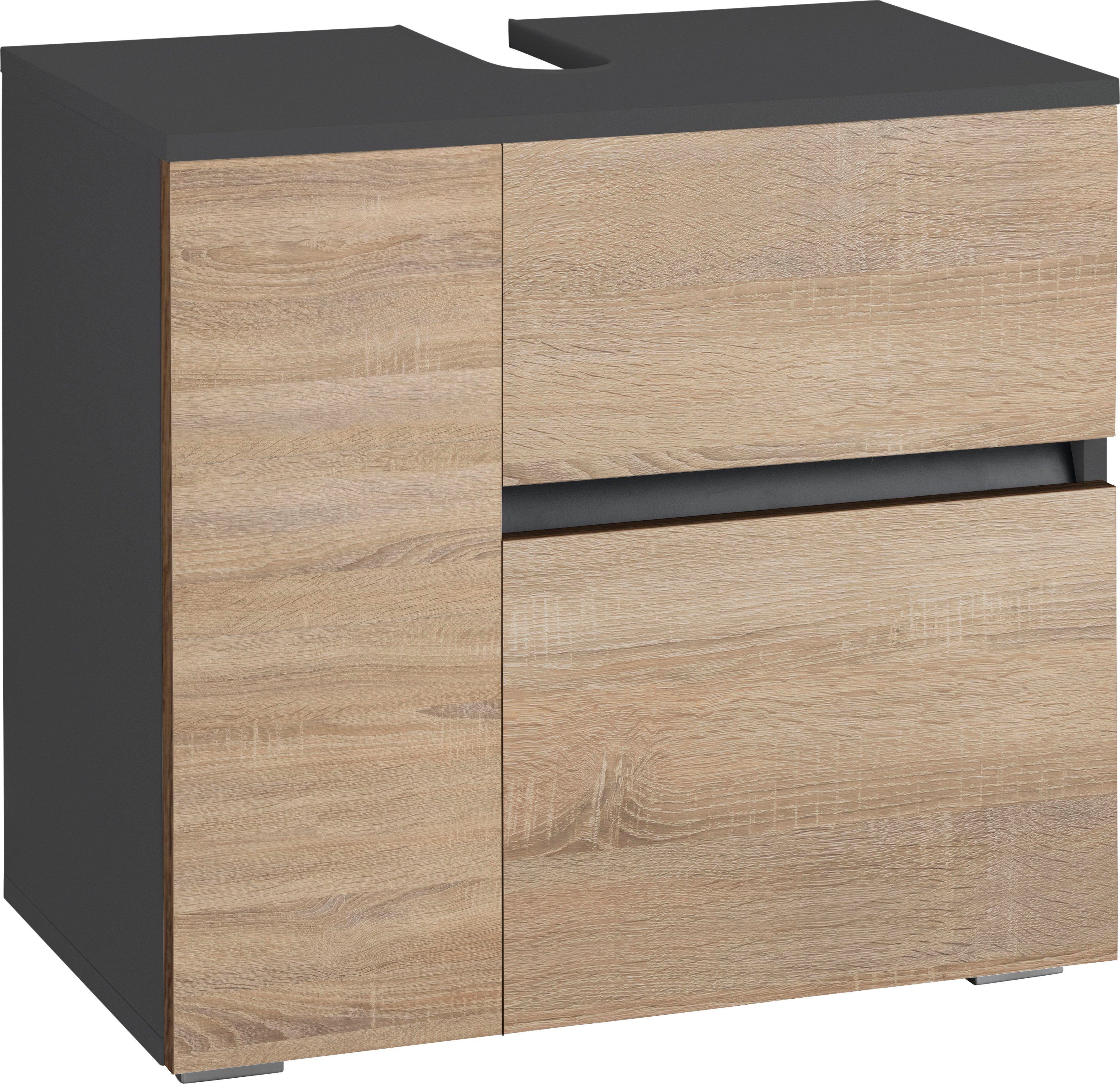 Home affaire Waschbeckenunterschrank Wisla Siphonausschnitt, Push-to-open-Funktion, Breite 60cm, Höhe 55 cm