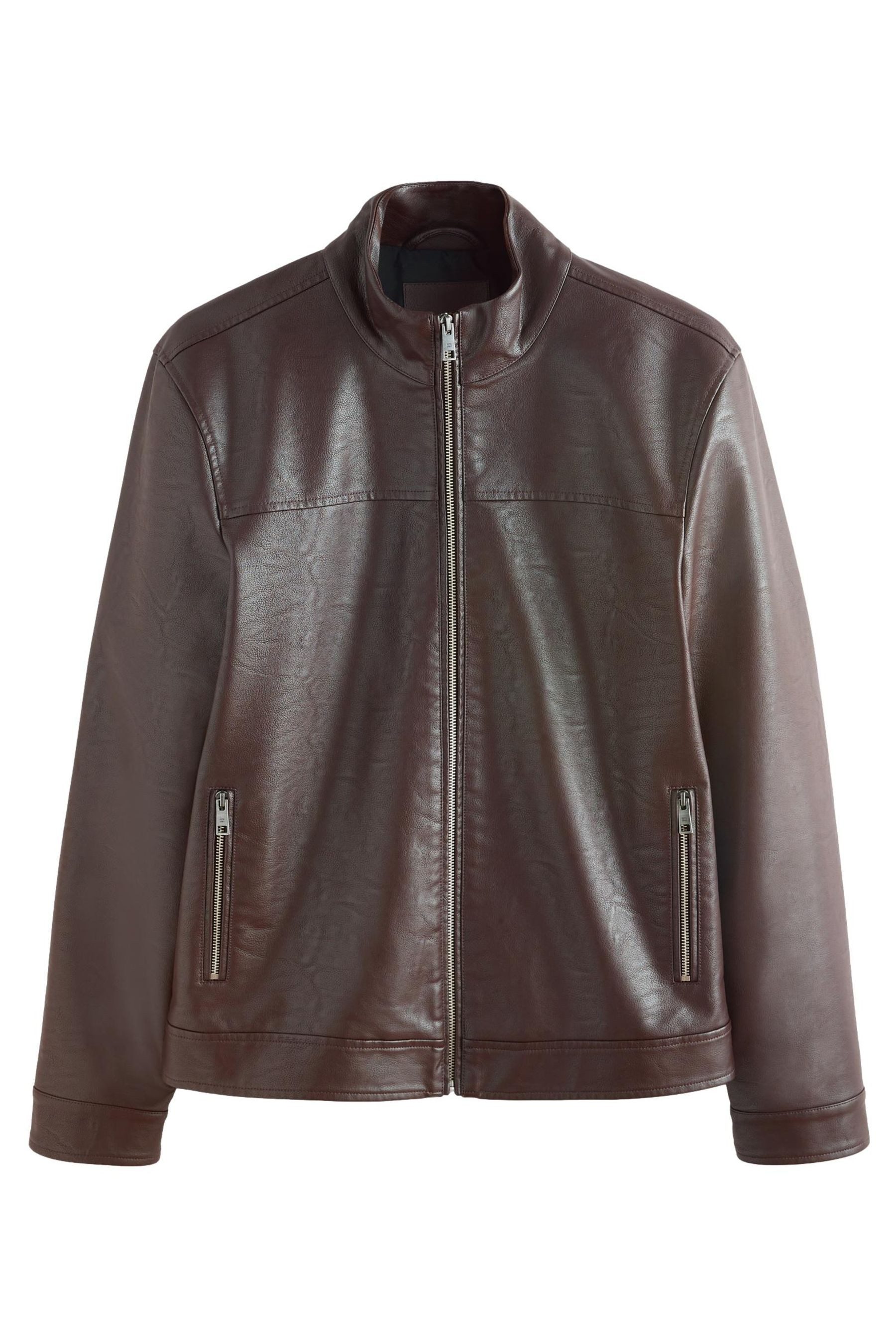Lederjacke Kunstleder-Hemdjacke mit Trichterkragen
