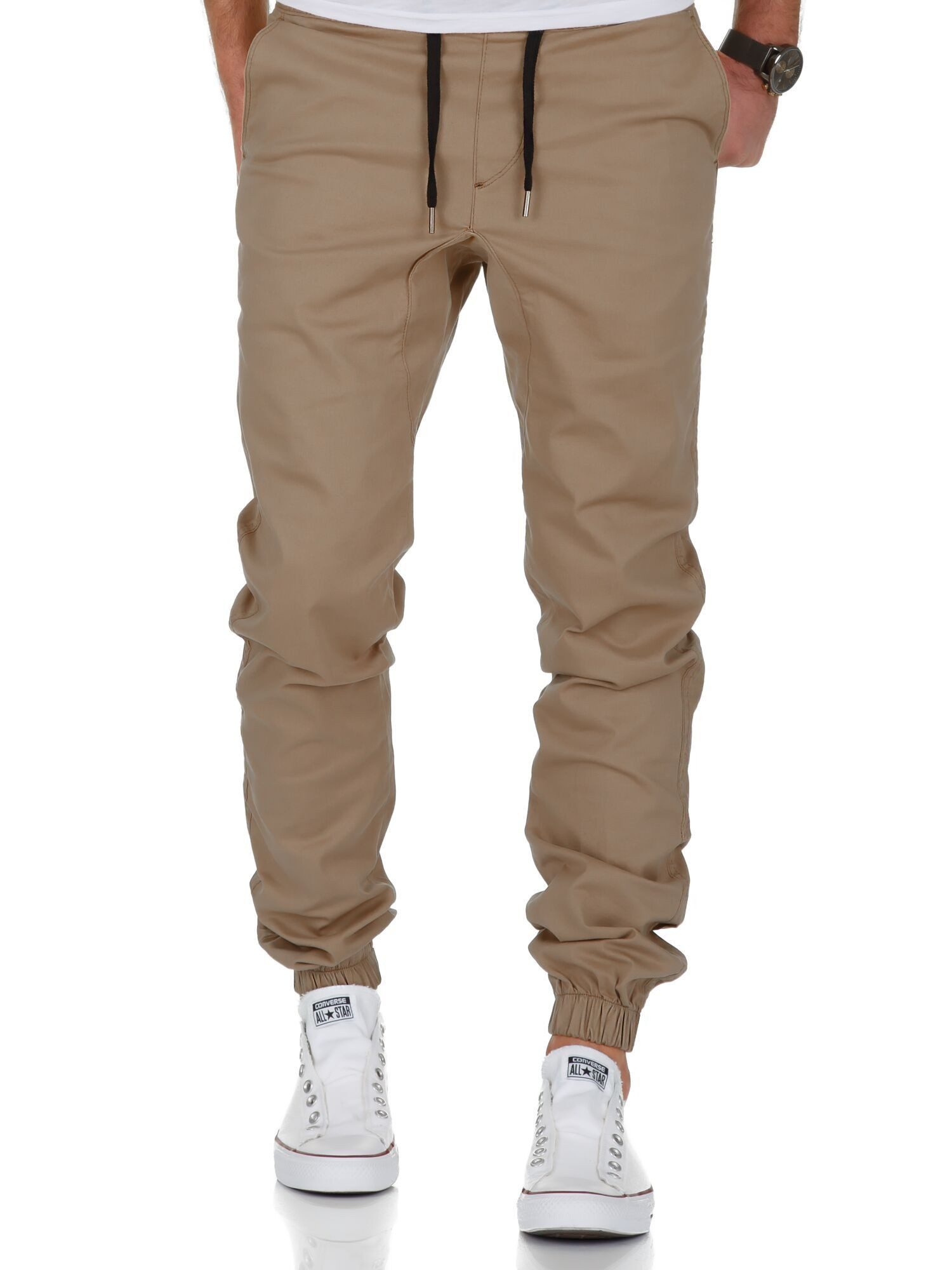 REPUBLIX Stretch-Hose AVILA Herren Basic Jogger Hose Chino mit Kontrast günstig online kaufen