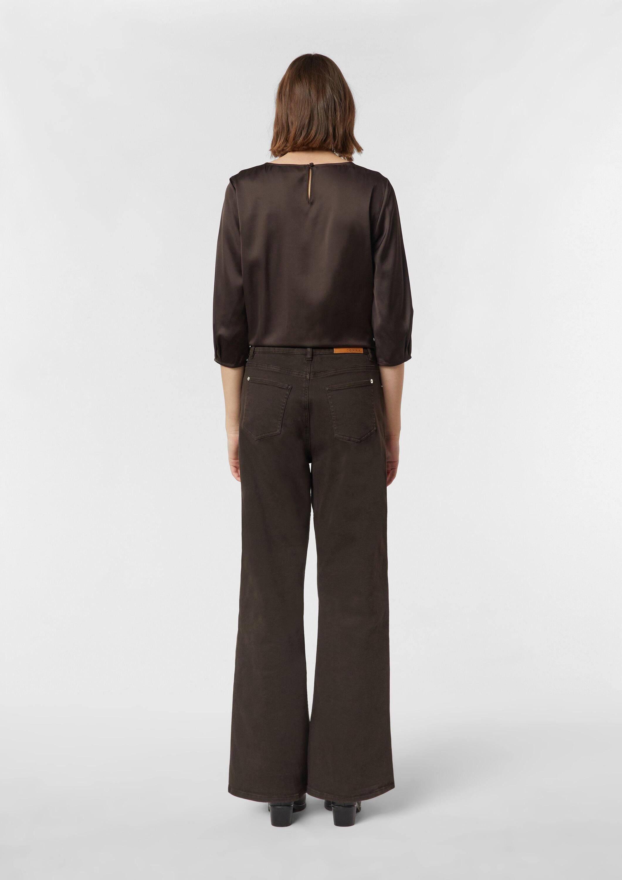 comma Kurzarmbluse Bluse Satinbluse mit 3/4-Ärmeln