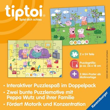 Ravensburger Puzzle tiptoi® Puzzle für kleine Entdecker: Peppa Pig, 24 Puzzleteile, (2 x 24 Teile) Made in Europe, FSC® - schützt Wald - weltweit