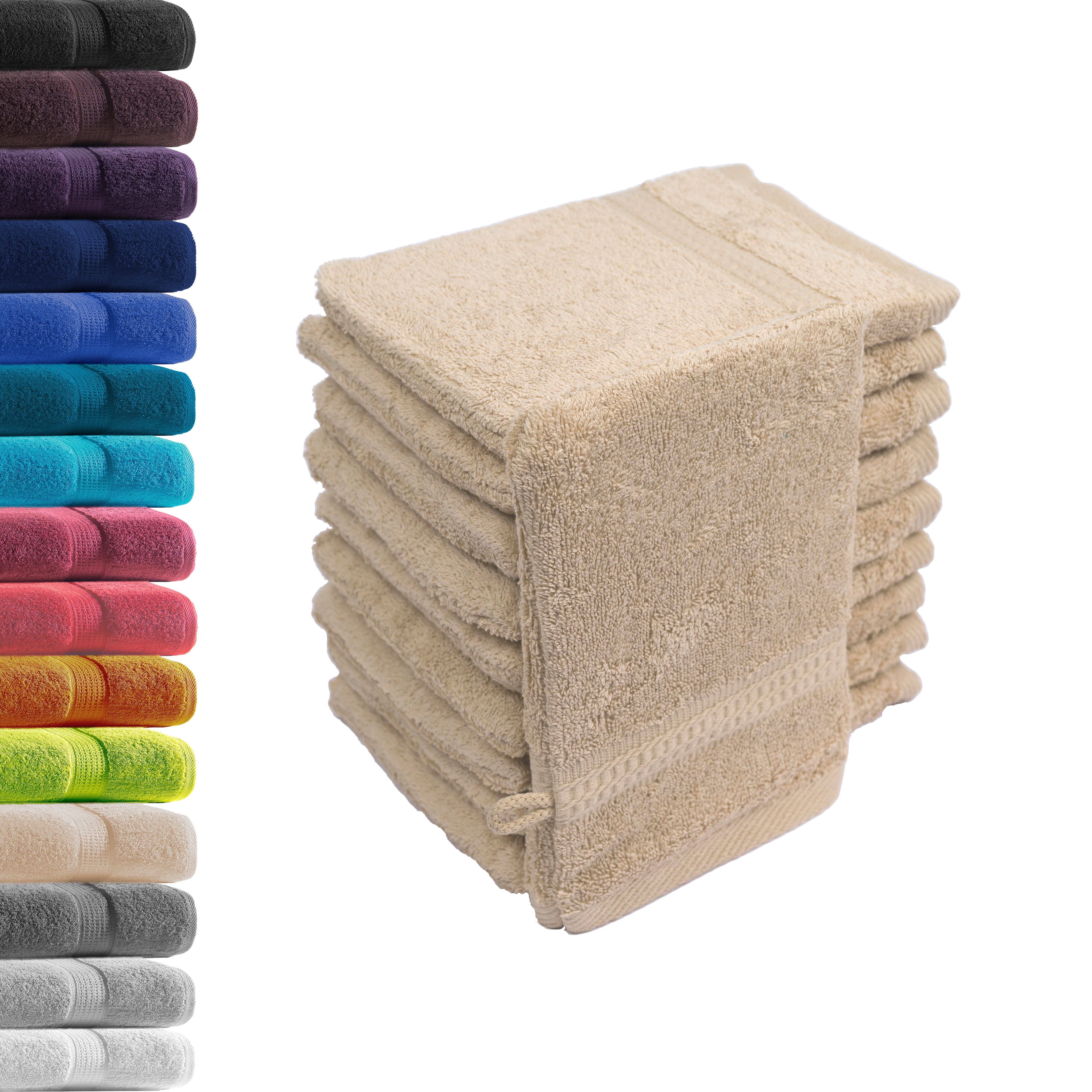 Waschhandschuh in Premium Qualität 500 g/m², Feinster Frottier-Stoff 100% Baumwolle