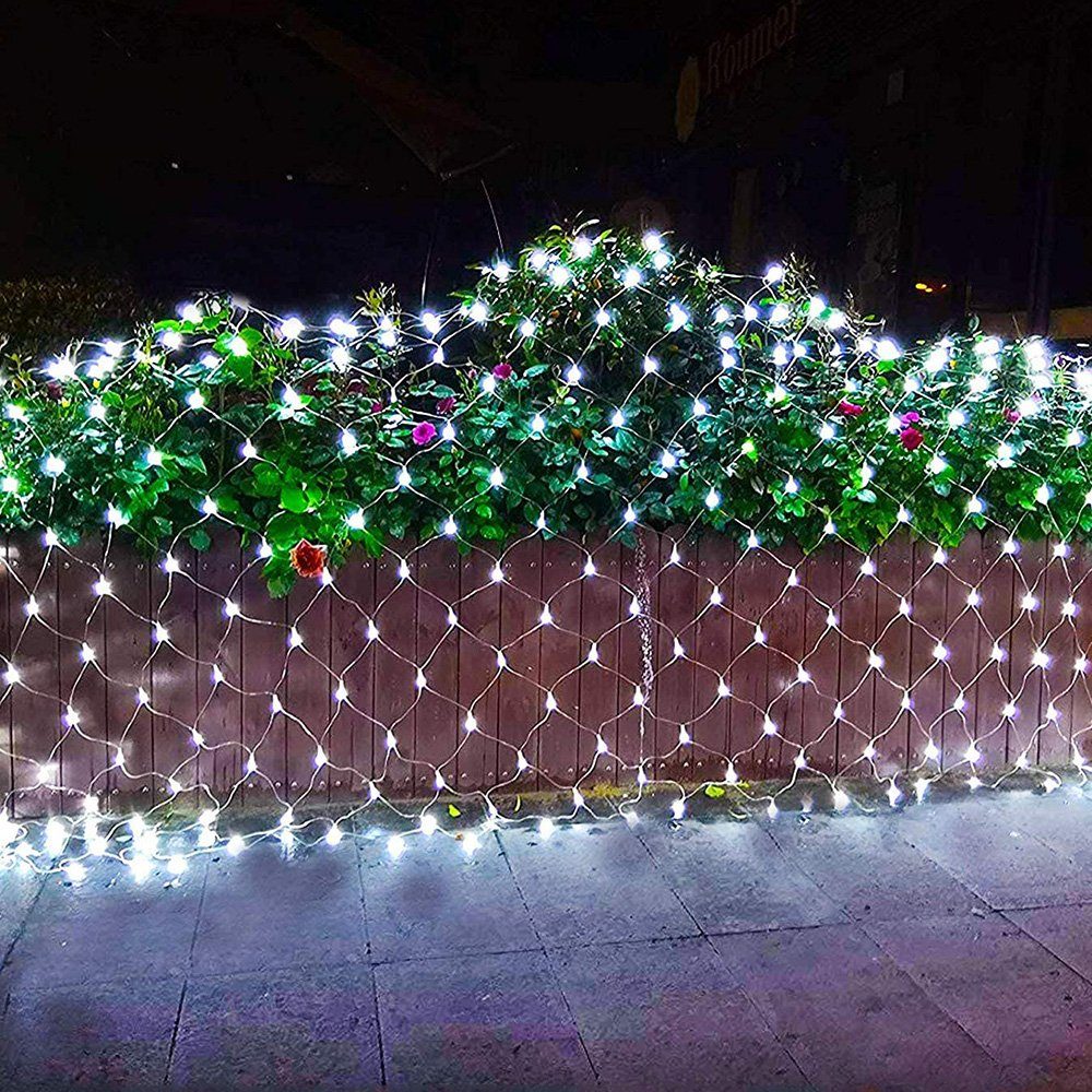 Merry 2024 LED-Lichternetz LED Lichterkette Dekolicht,Weihnachtsbeleuchtung,LED Vorhang Licht, 8 Modi,1.5x1.5M/2x2M/2x3M/4x6M,für Halloween,Party,Fensterdeko