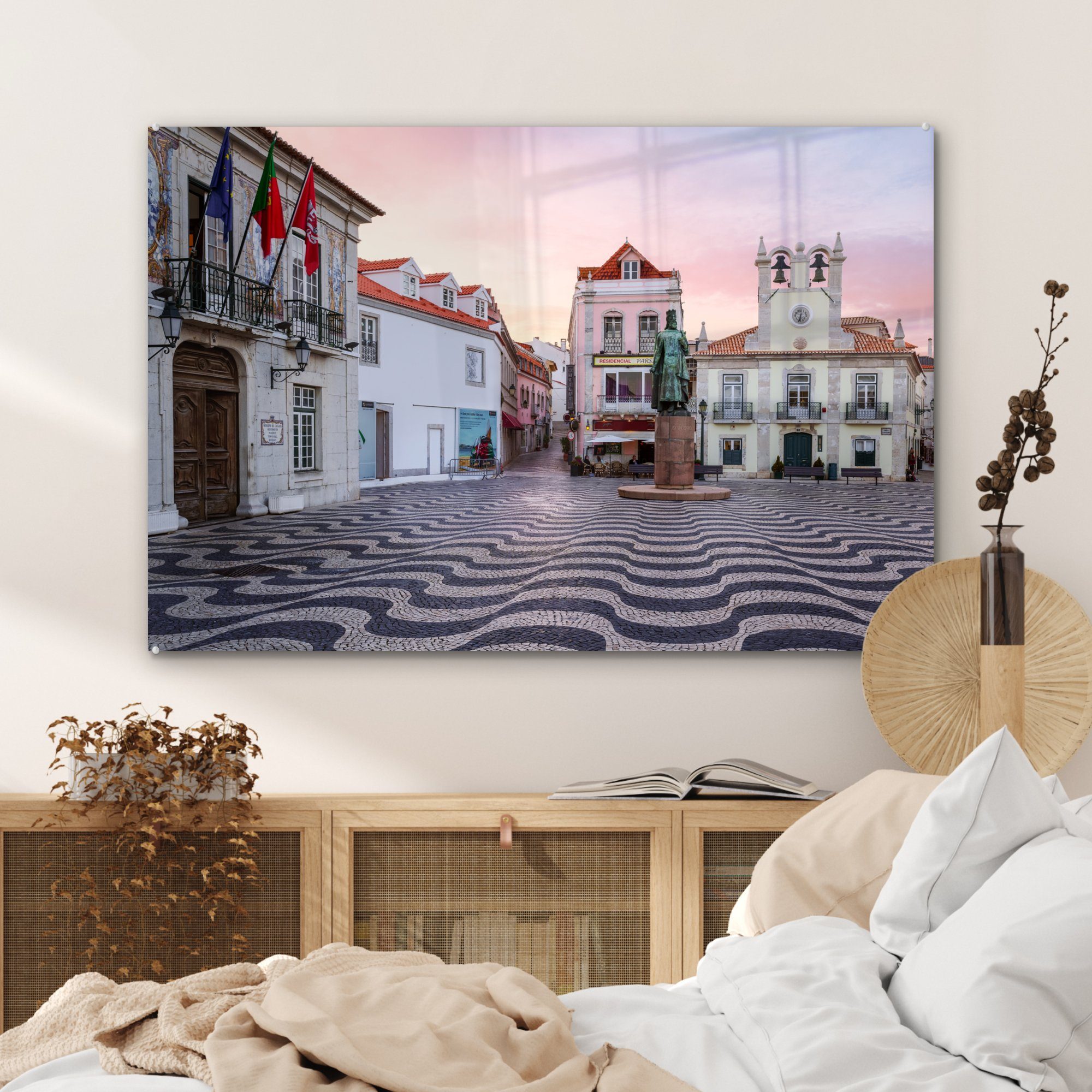 MuchoWow Acrylglasbild Stadtplatz - - Sonnenuntergang, Acrylglasbilder Schlafzimmer (1 Lissabon St), & Wohnzimmer