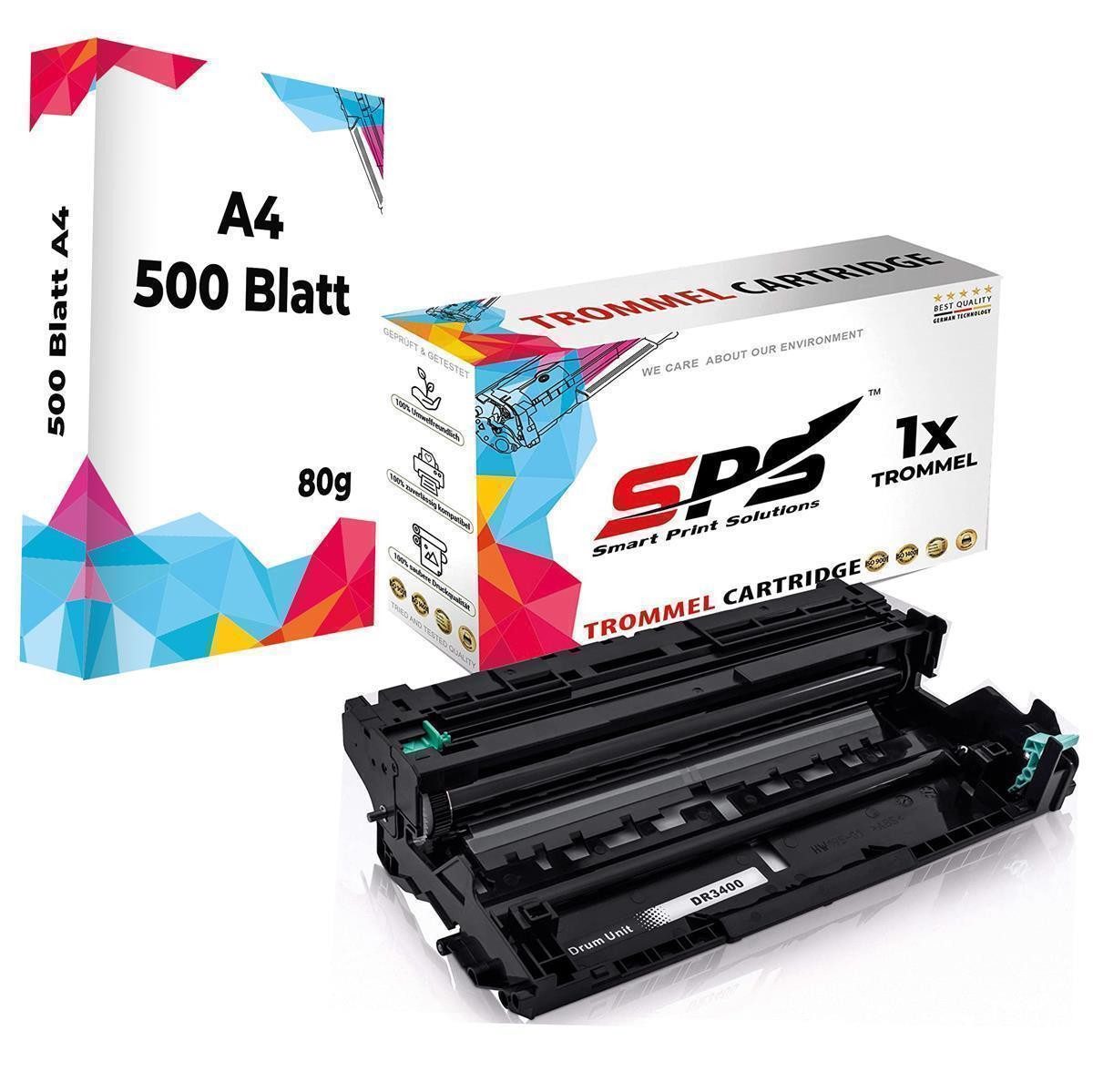 SPS Tonerkartusche 1x Trommel DR-3400 Kompatibel für Brother MFC-L5750DW + A4 500 Blatt, (1er Trommel Set mit DIN A4 Druckerpapier, 1x Trommel)