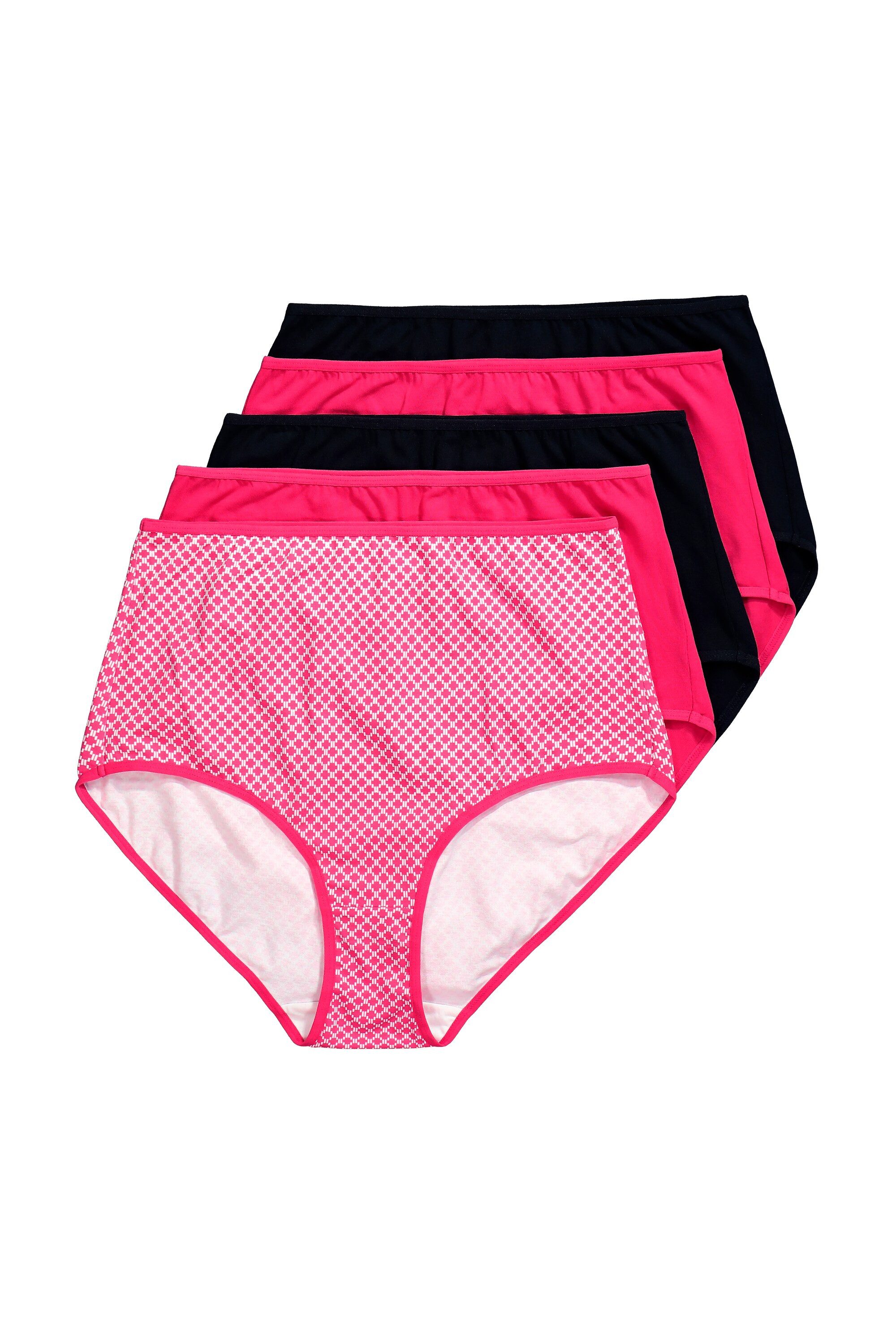 Ulla Popken Slip Maxislips 5er-Pack Muster/einfarbig High Waist