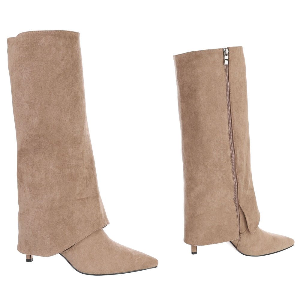 Ital-Design Damenstiefel mit hohem Schaft und spitzer Form Stiefel (92214216) Pfennig-/Stilettoabsatz Stiefel in Hellbraun – Bild 4 von 5