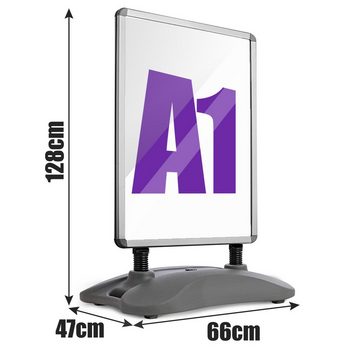 VENDOMNIA Standtafel Kundenstopper DIN A1 - inkl.2 Folien, doppelseitig, (mobil, Alu Rahmen, Standfuß mit Wasser oder Sand befüllbar), Farbwahl - Plakatständer, Werbeaufsteller, Gehwegaufsteller