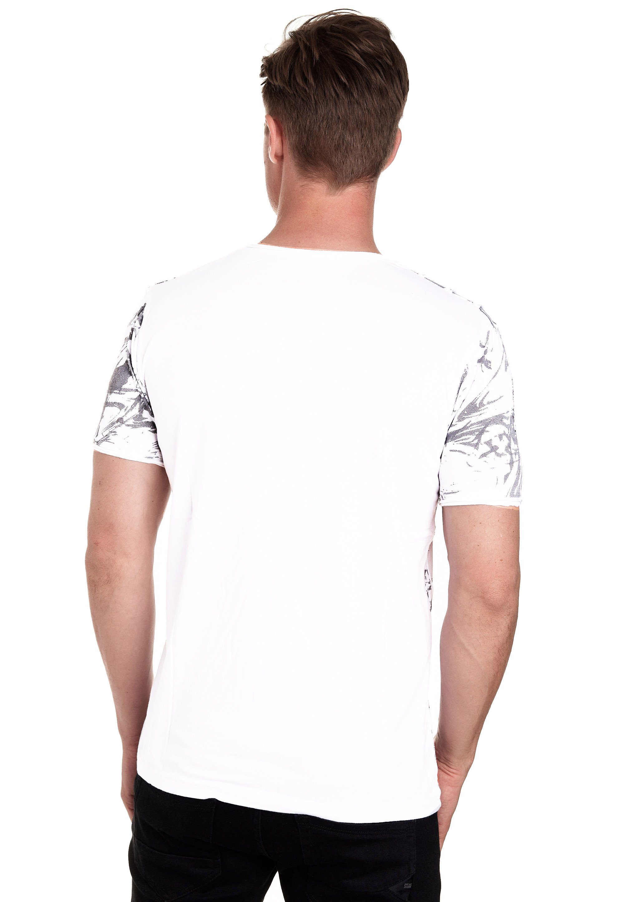 Rusty Neal Strass-Design mit aufwendigem weiß T-Shirt