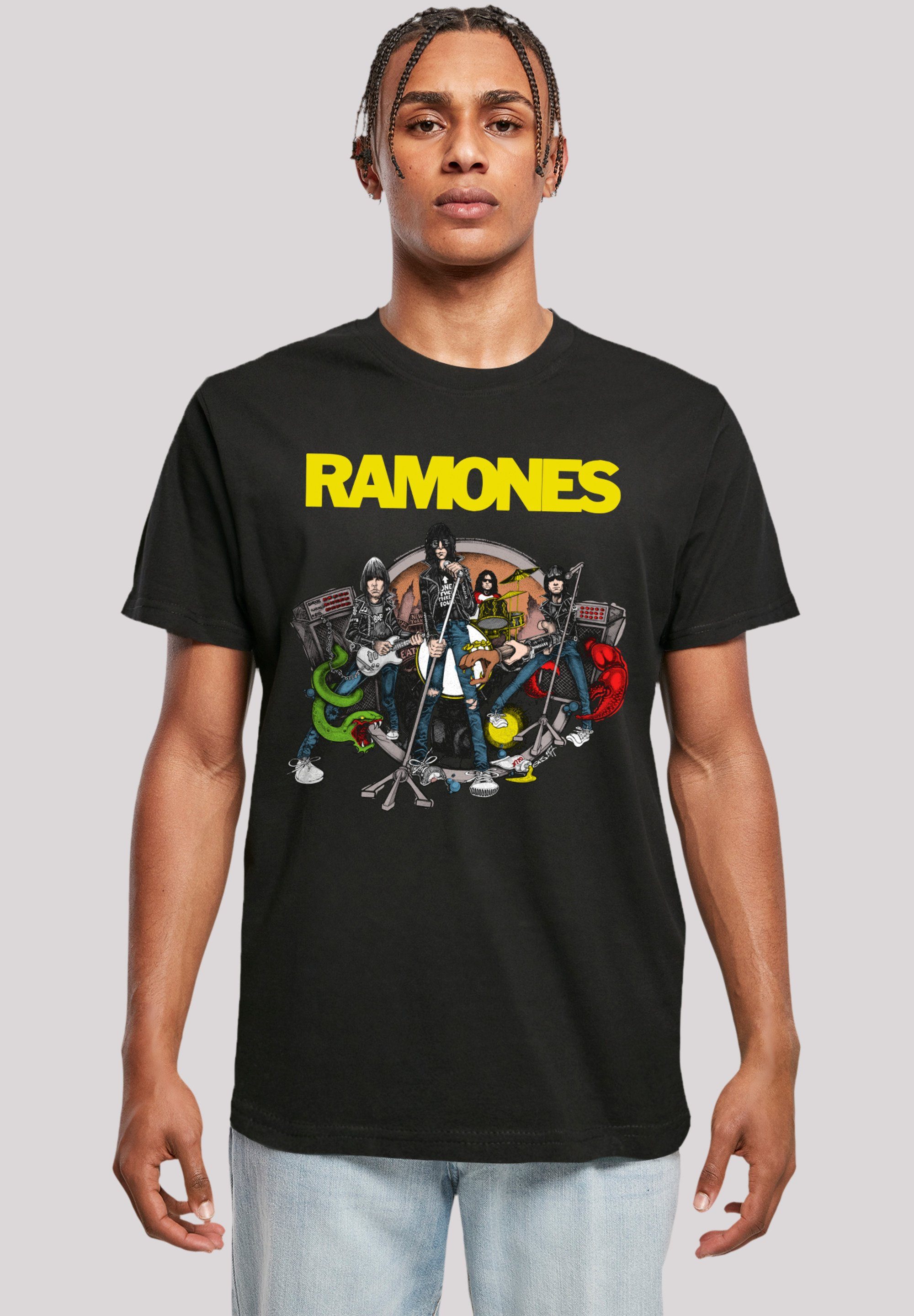 Tragekomfort Road Baumwollstoff Rock-Musik, hohem Ruin Musik mit Premium Band, weicher Ramones Sehr Band T-Shirt F4NT4STIC Rock To Qualität,