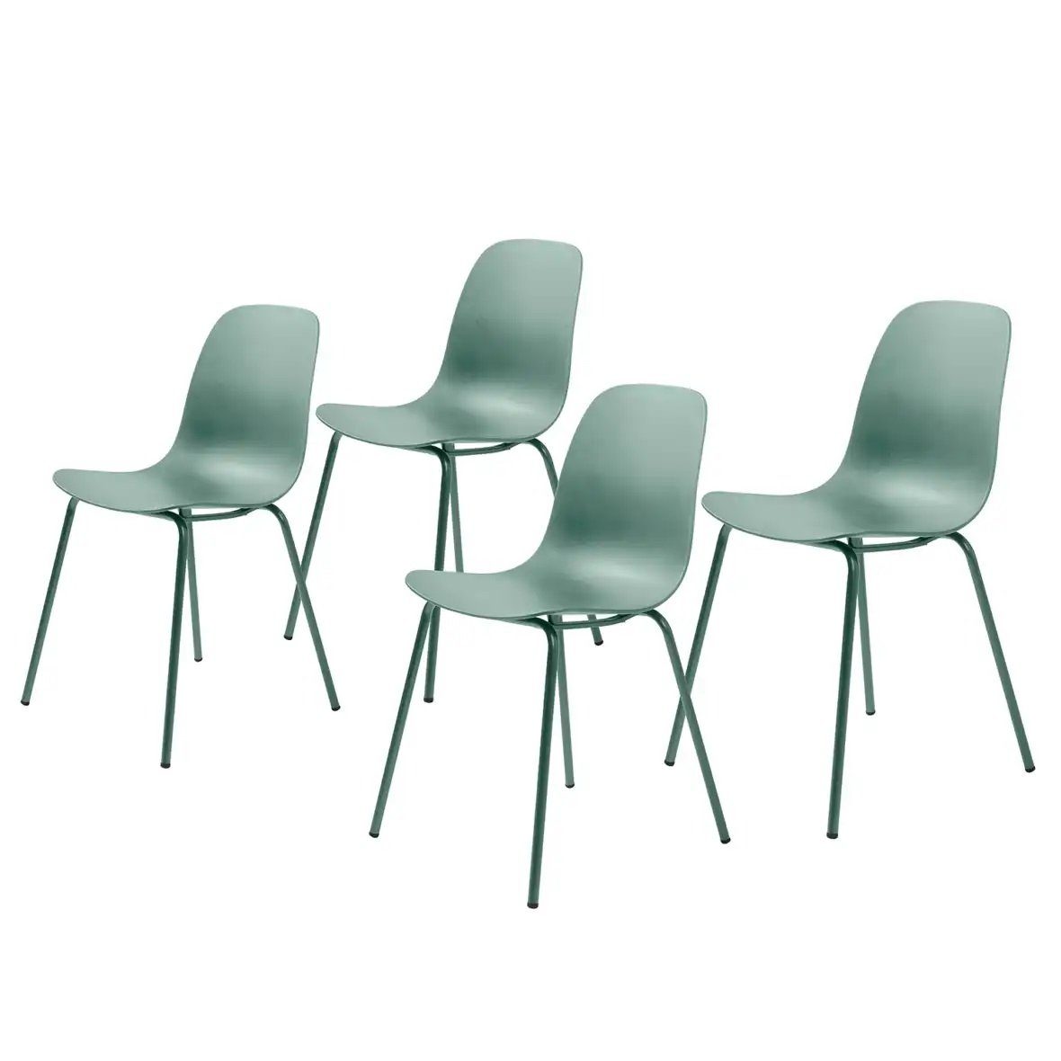 möbelando Stuhl WHITBY (4er-Set), aus Grün in Grün mit Absetzungen in Metall Grün Lackiert