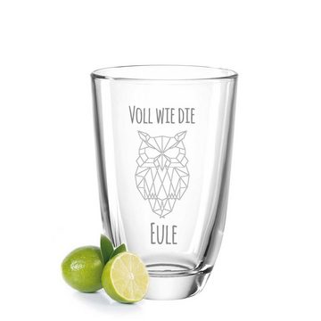 GRAVURZEILE Cocktailglas 2er Set GIN-Gläser mit Gravur - Volll wie die Eule + Vorsicht Wild!, Glas, Witzige GIN-Geschenkidee