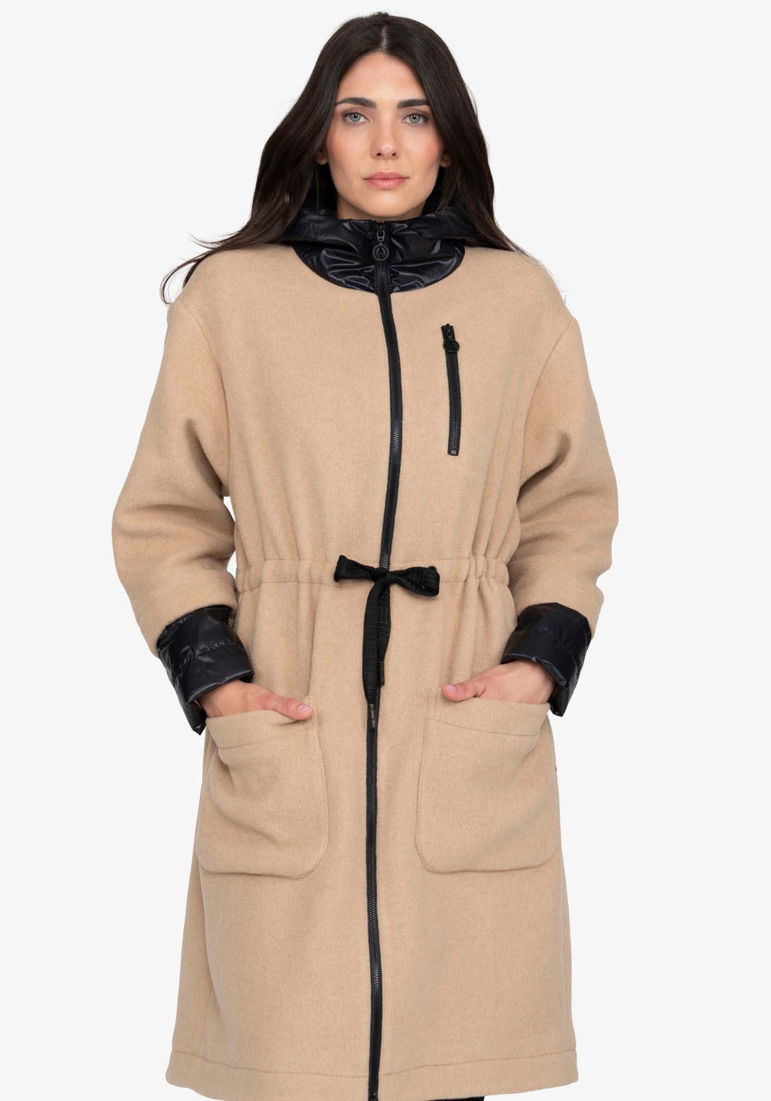 Sportalm Kitzbühel Wollmantel mit Kontrasteinsätzen günstig online kaufen